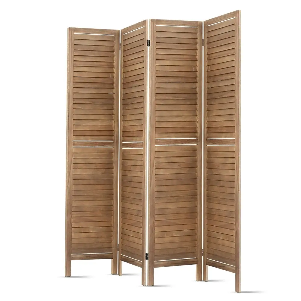 Artiss 4 Panel Room Divider Screen 160x170cm Louver Oak