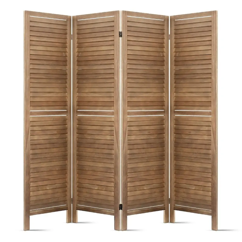 Artiss 4 Panel Room Divider Screen 160x170cm Louver Oak