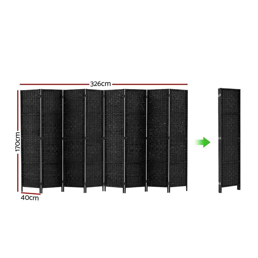 Artiss 8 Panel Room Divider Screen 326x170cm Woven Black