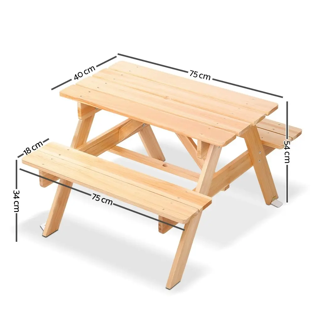 Keezi Kids Outdoor Table and Chairs Picnic Bench Set Children Wooden