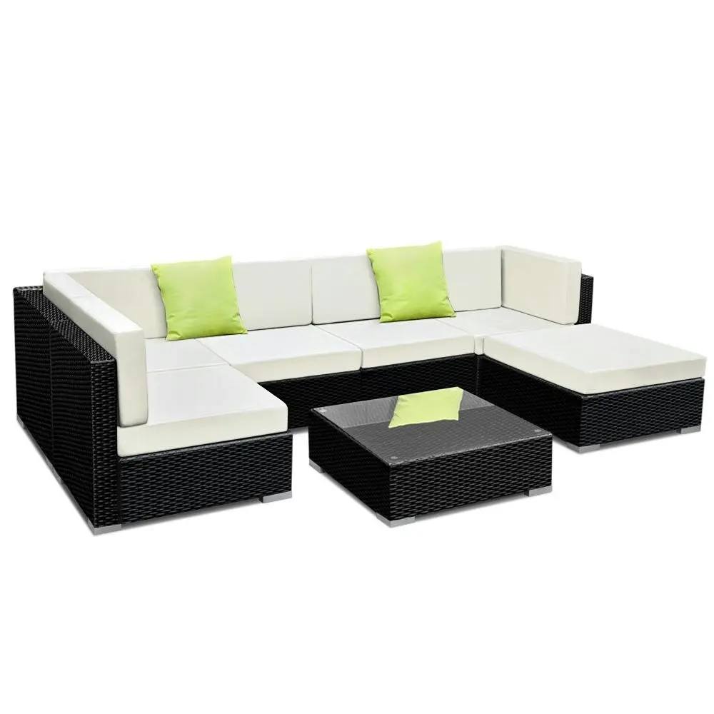 Gardeon 7-Piece Outdoor Sofa Set Wicker Couch Lounge Setting Cover