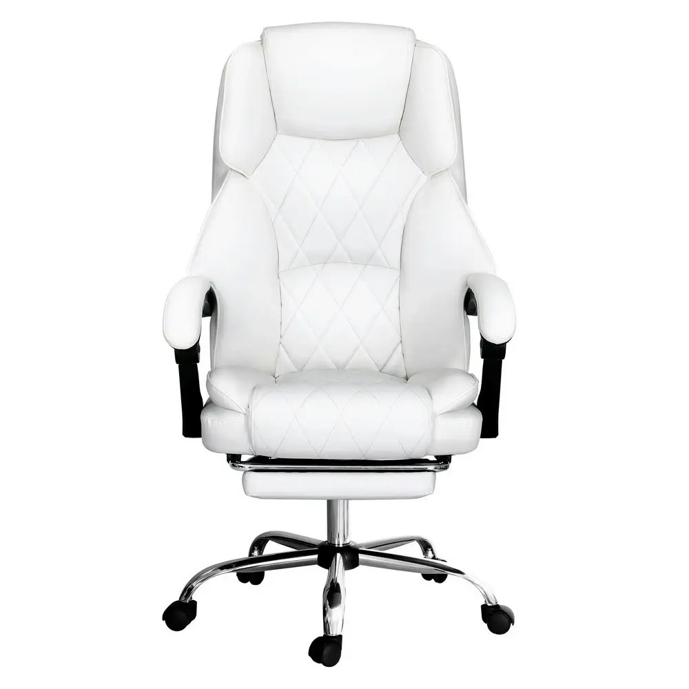 Artiss Executive Office Chair Leather Footrest White