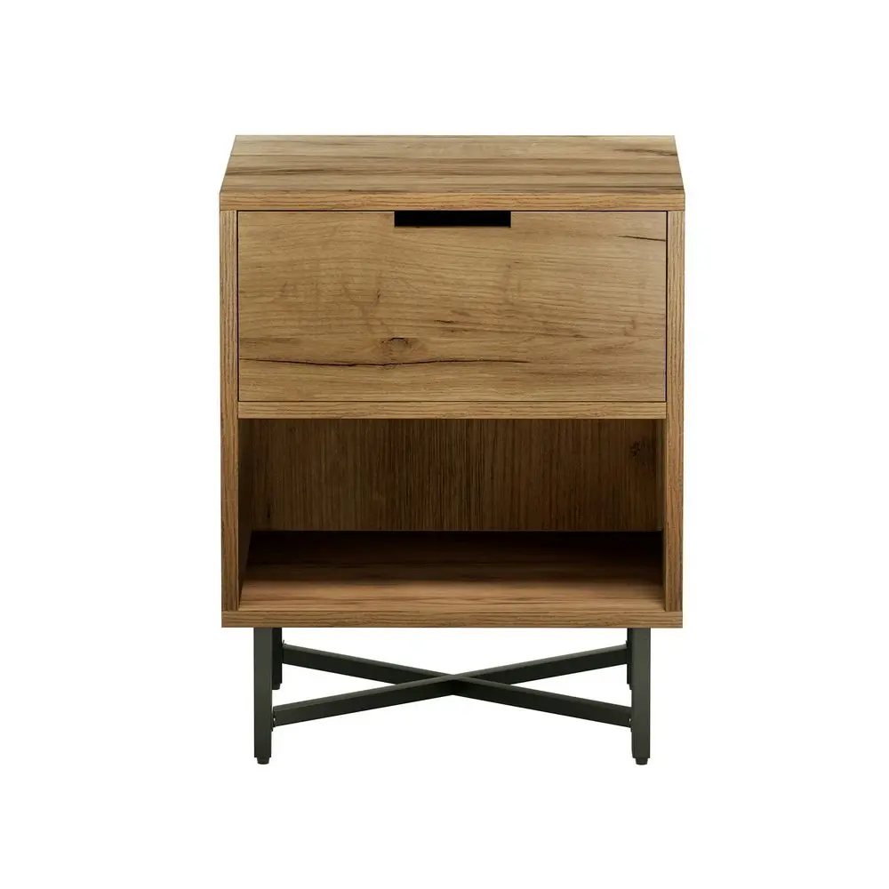 Artiss Bedside Table 1 Drawer with Shelf - KRAVU Oak