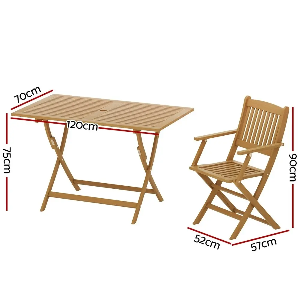 Gardeon Outdoor Dining Set 7 Piece Wooden Table Chairs Setting Foldable