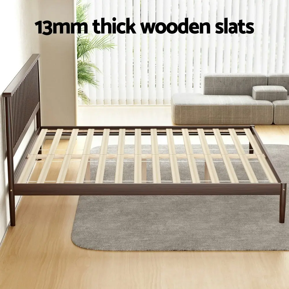 Artiss Bed Frame King Size Wooden Walnut VISE