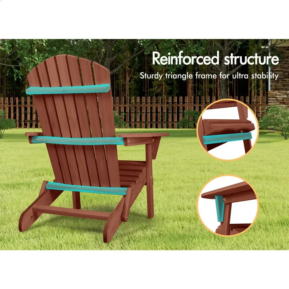 Alfordson Adirondack Chair Table 2PCS Set Wooden Outdoor Furniture Beach Brown