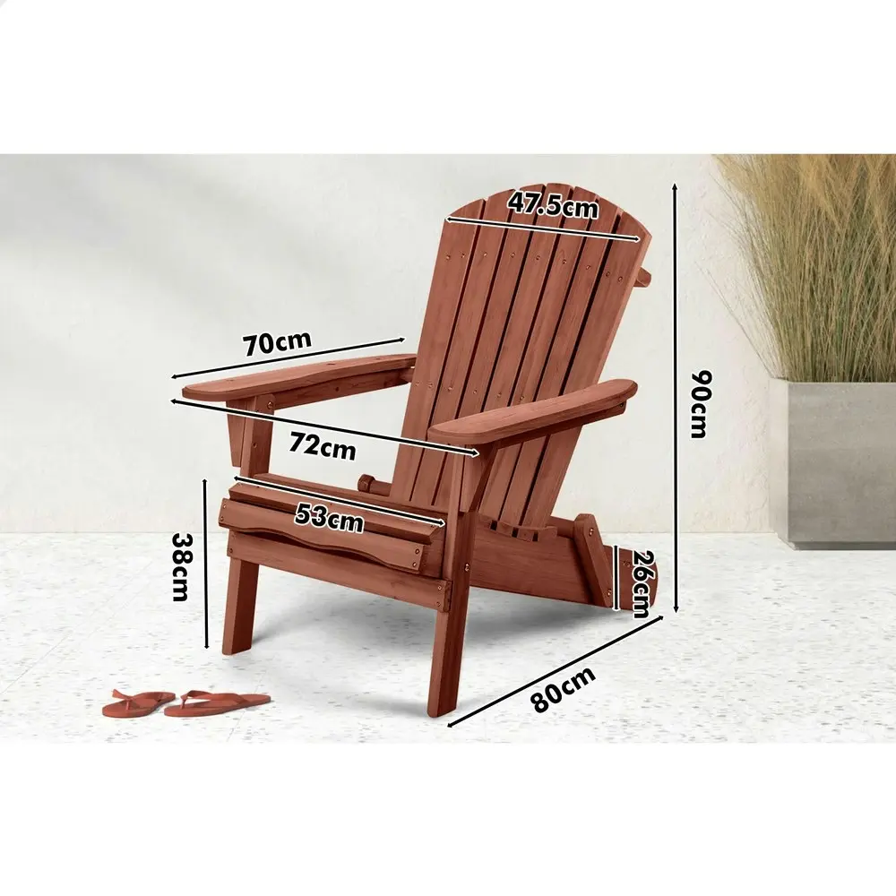 Alfordson Adirondack Chair Table 2PCS Set Wooden Outdoor Furniture Beach Brown