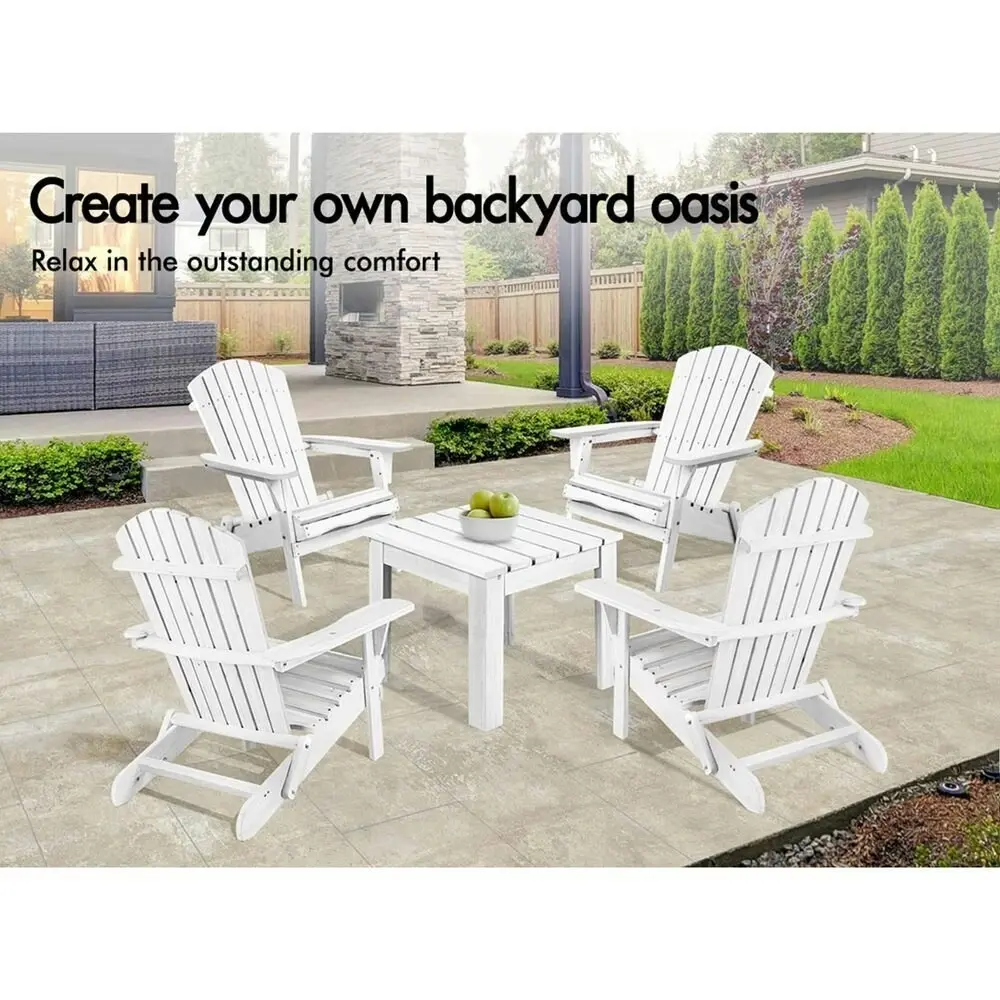 Alfordson Adirondack Chair Table 2PCS Set Wooden Outdoor Furniture Beach White