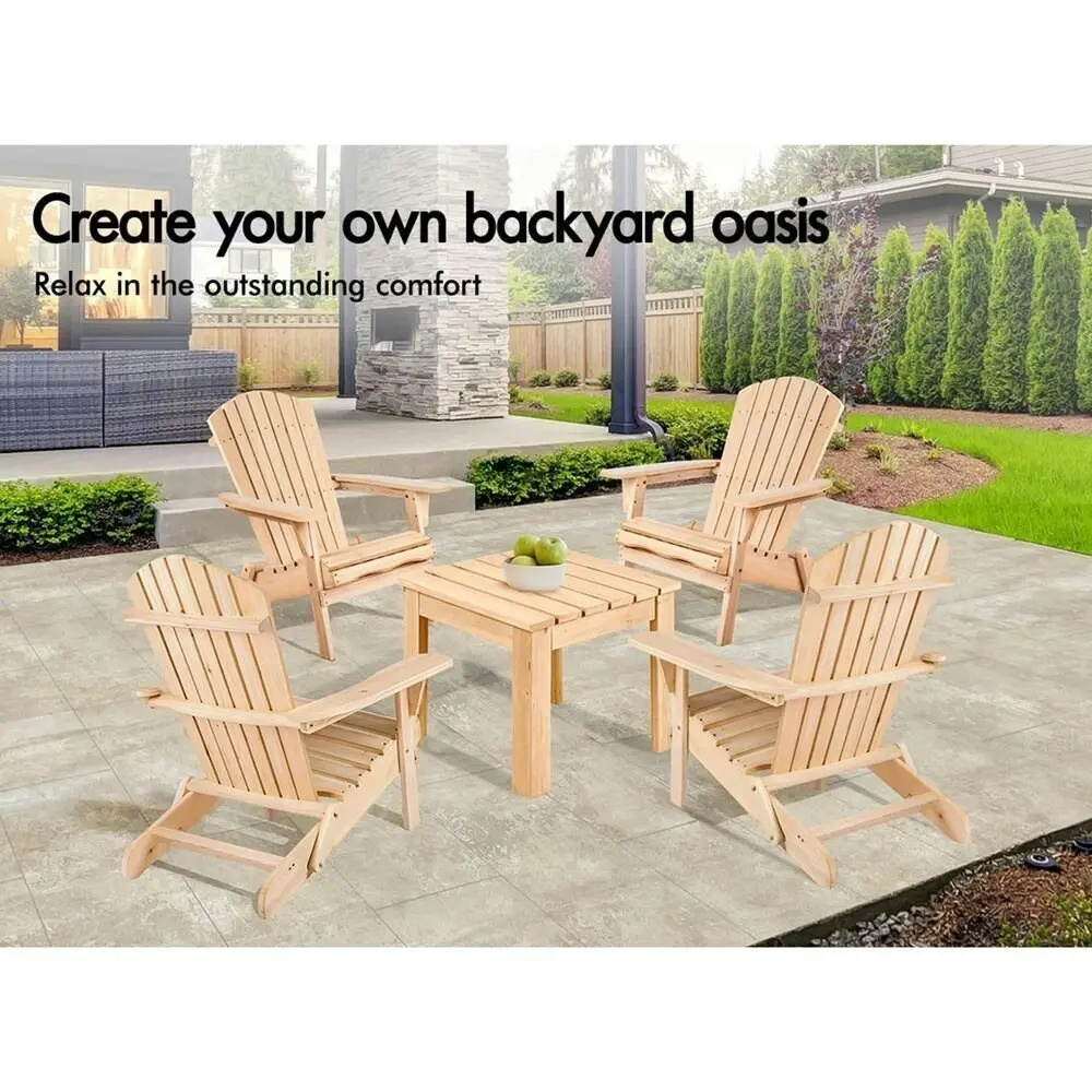 Alfordson Adirondack Chair Table 2PCS Set Wooden Outdoor Furniture Beach Wood