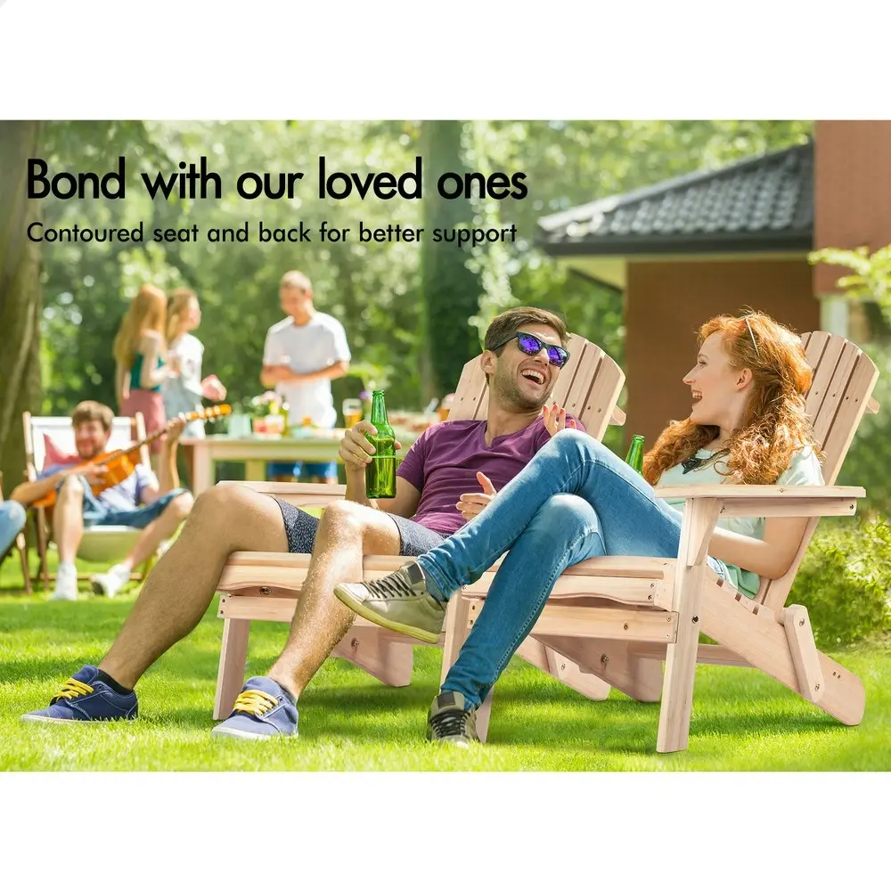 Alfordson Adirondack Chair Table 2PCS Set Wooden Outdoor Furniture Beach Wood