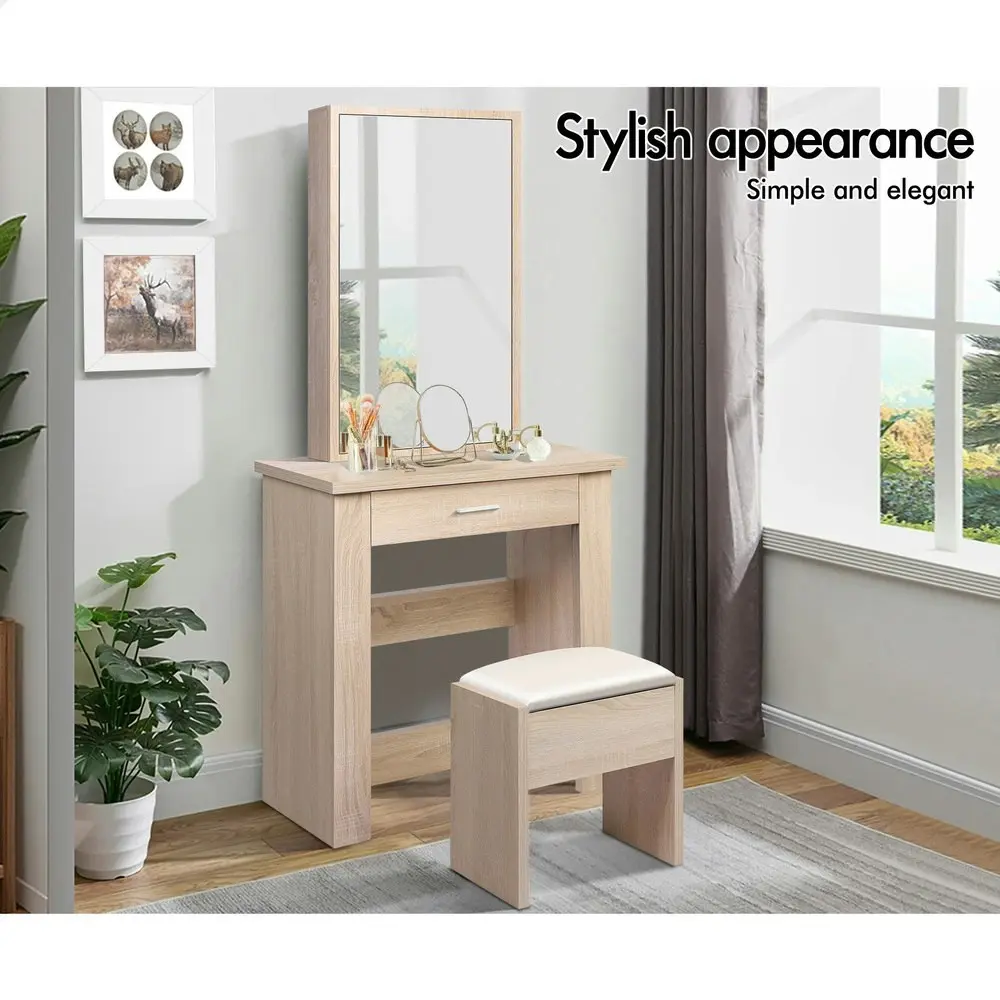 Alfordson Dressing Table Stool Set Sliding Mirror Oak