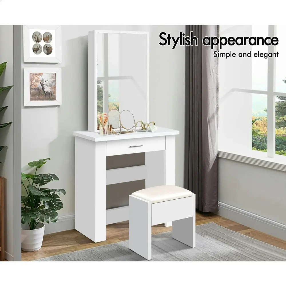 Alfordson Dressing Table Stool Set Sliding Mirror White