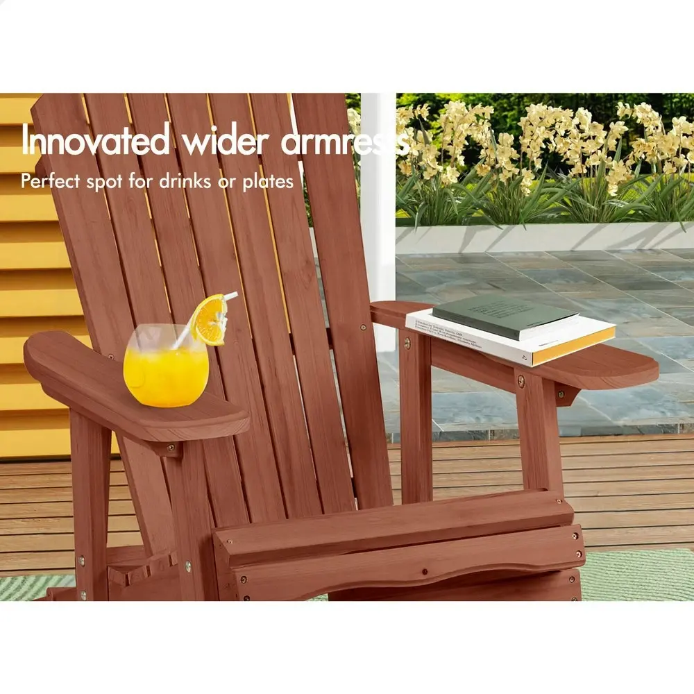 Alfordson Adirondack Chair Table 2PCS Set Outdoor Furniture w/ Ottoman Beach Brown