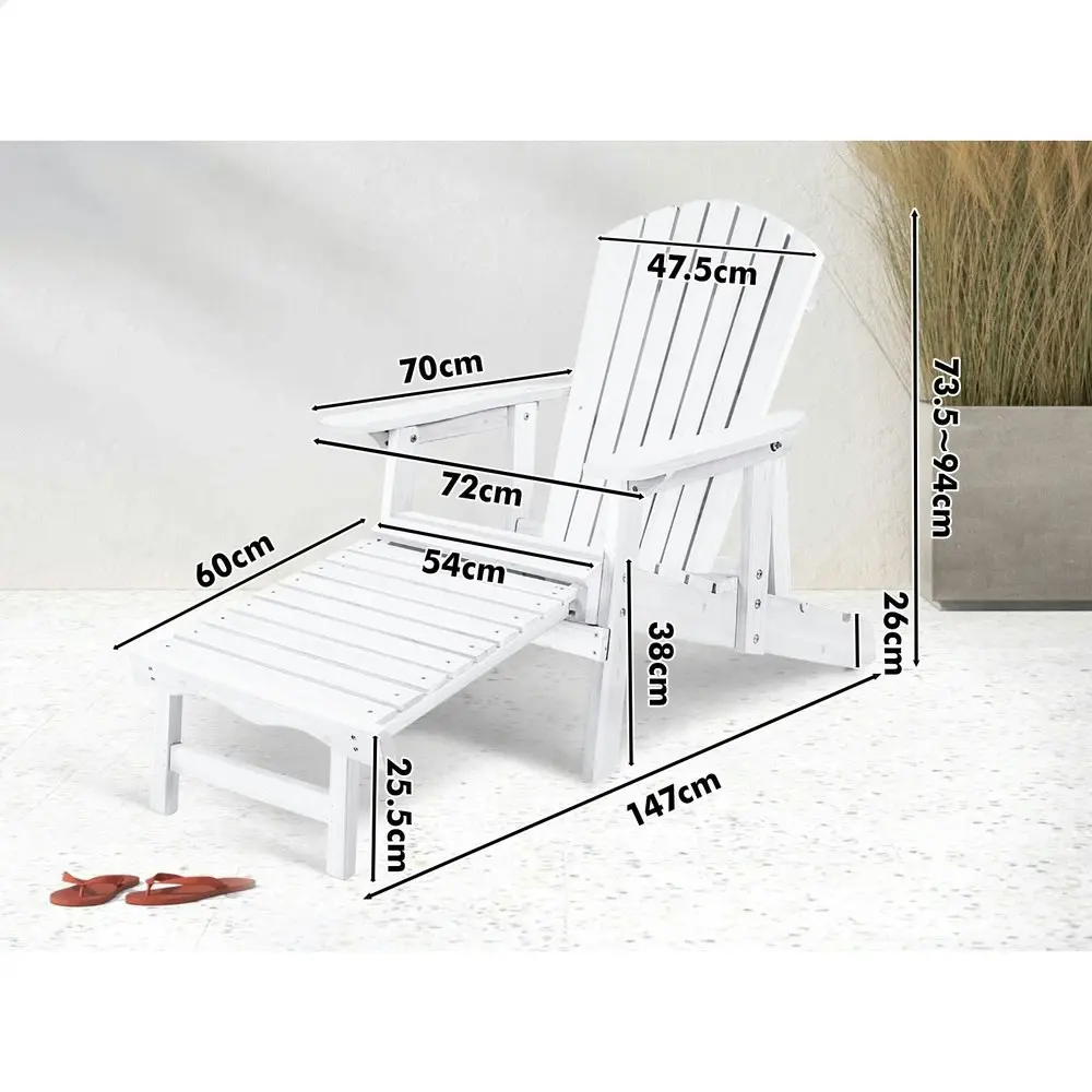 Alfordson Adirondack Chair Table 2PCS Set Outdoor Furniture w/ Ottoman Beach White