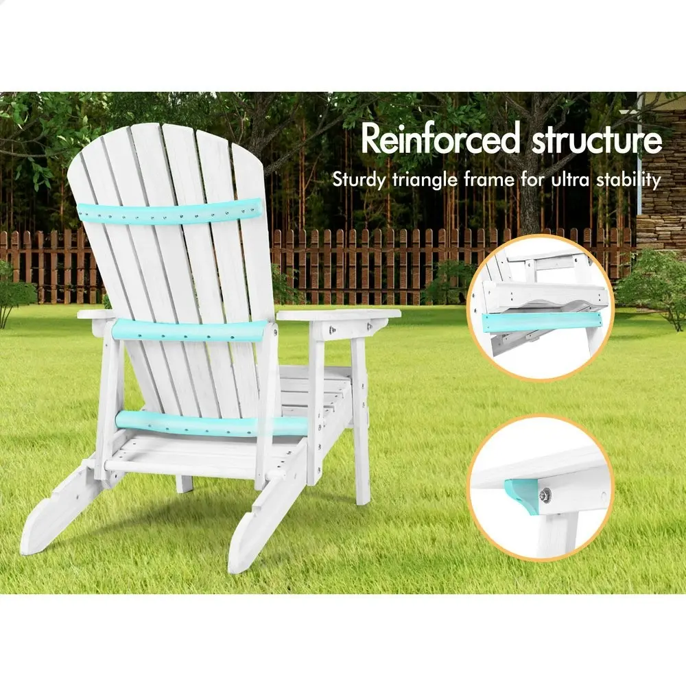 Alfordson Adirondack Chair Table 2PCS Set Outdoor Furniture w/ Ottoman Beach White