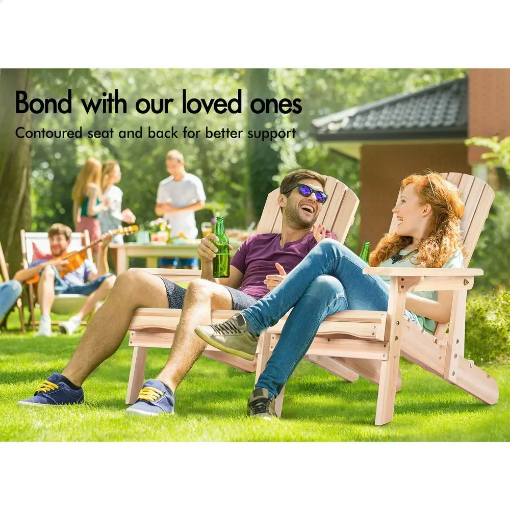 Alfordson Adirondack Chair Table 2PCS Set Outdoor Furniture w/ Ottoman Beach Wood