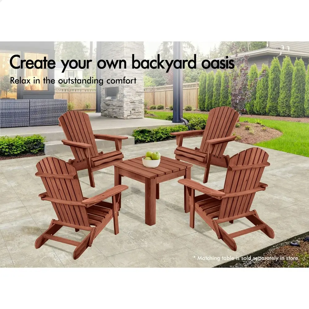 Alfordson 2x Outdoor Chairs Wooden Adirondack Patio Furniture Beach Garden Brown