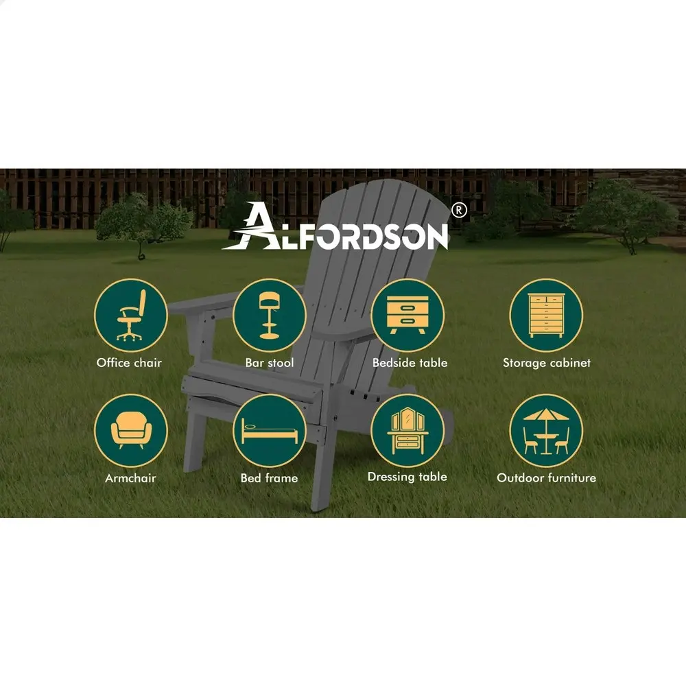 Alfordson 2x Outdoor Chairs Wooden Adirondack Patio Furniture Beach Garden White