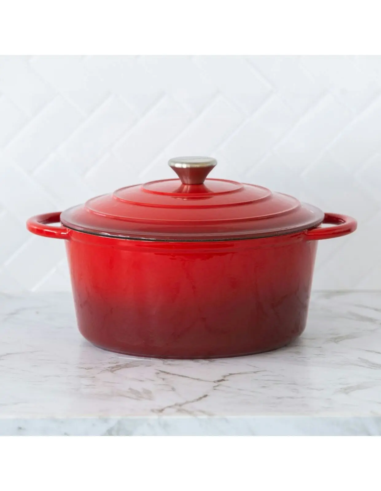 26cm Enamelled Cast Iron French Oven Casserole (4.7L) - Red