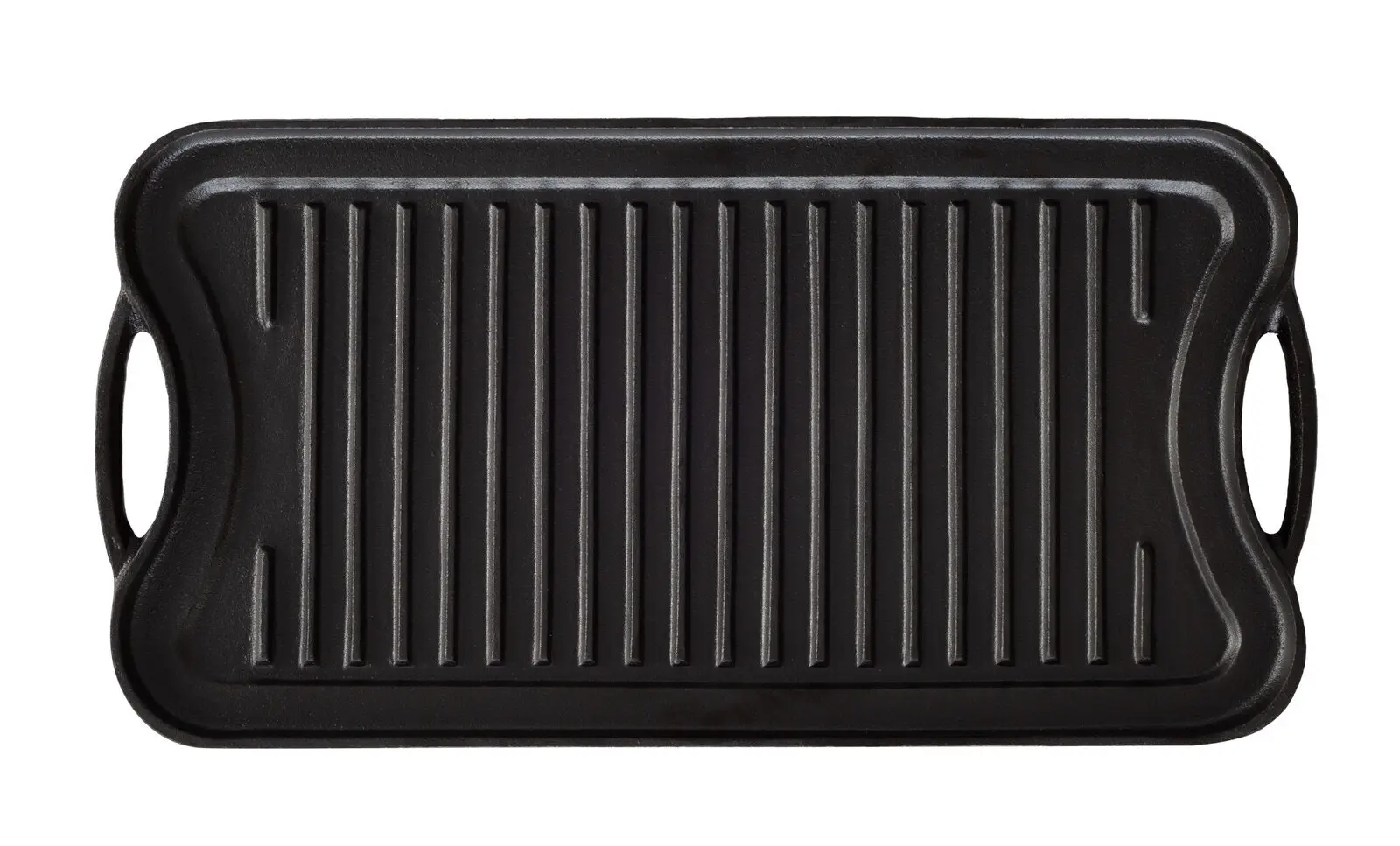 Oil-seasoned Ready to use 50.7x25.8cm Reversible Cast Iron Grill - Black