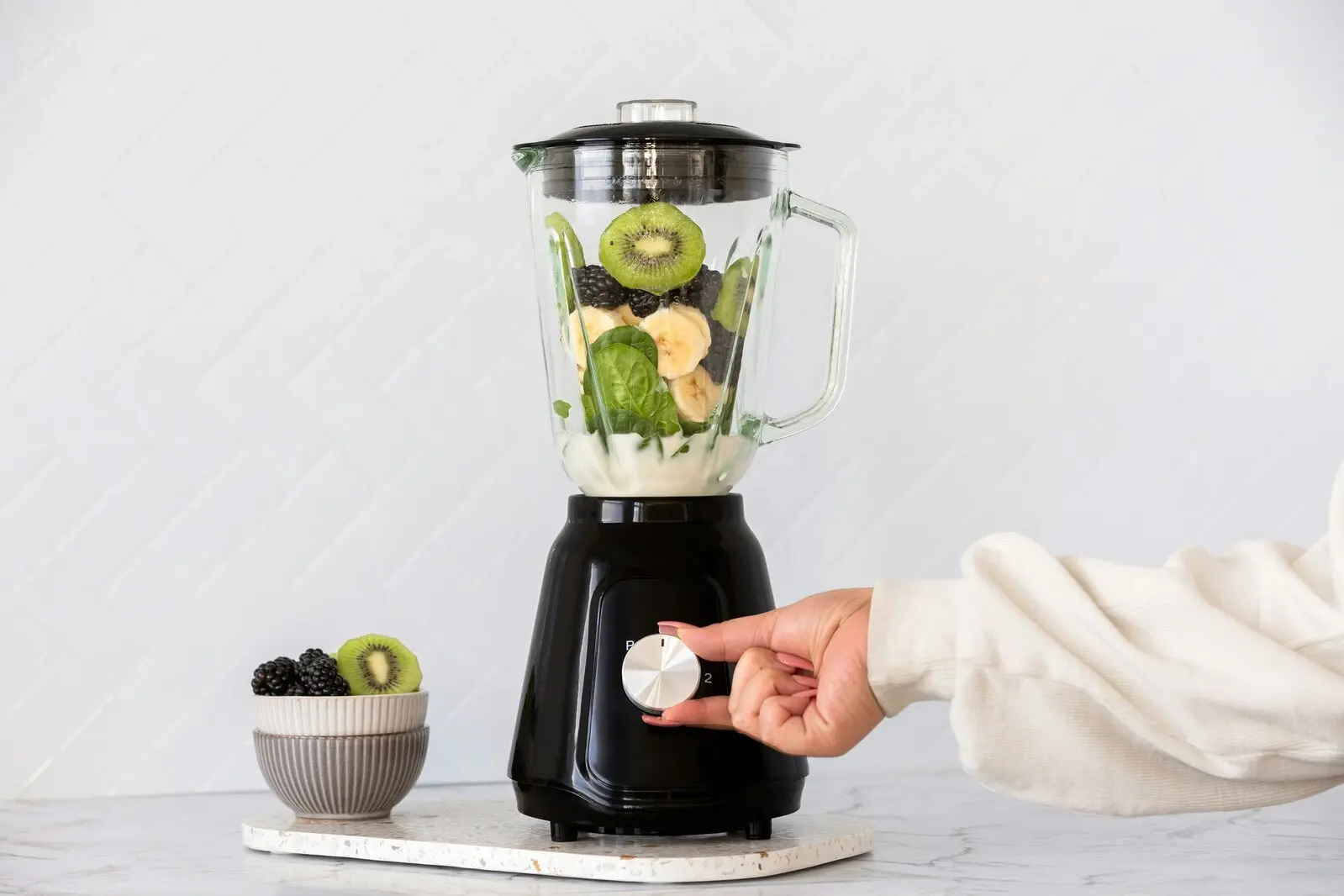 500W Glass Blender with Two Adjustable Speeds 1.5L - Black