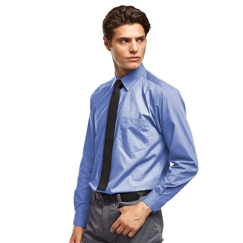 Premier Mens Long Sleeve Formal Plain Work Poplin Shirt