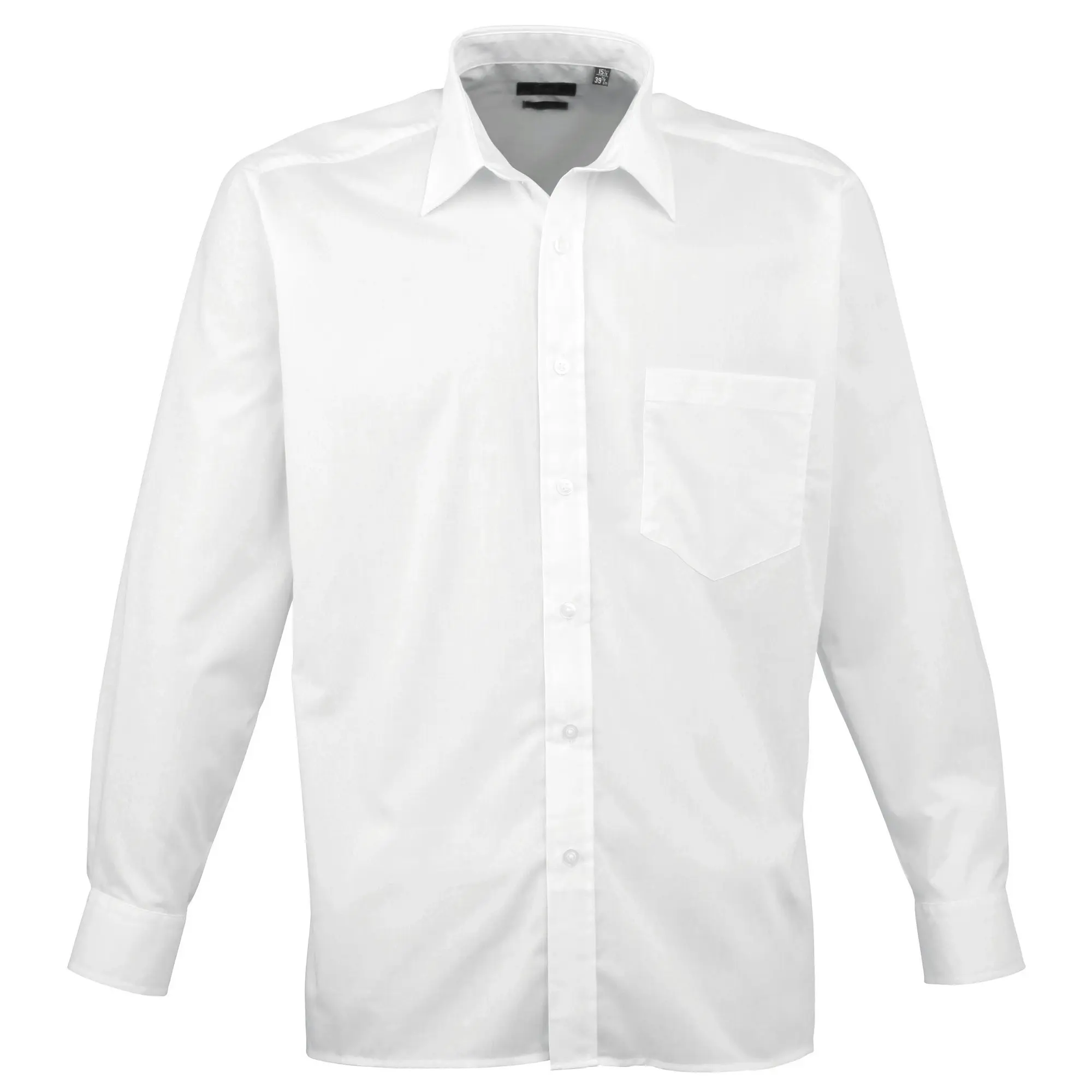 Premier Mens Long Sleeve Formal Plain Work Poplin Shirt