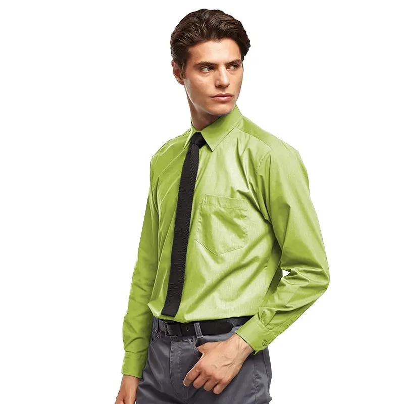 Premier Mens Long Sleeve Formal Plain Work Poplin Shirt