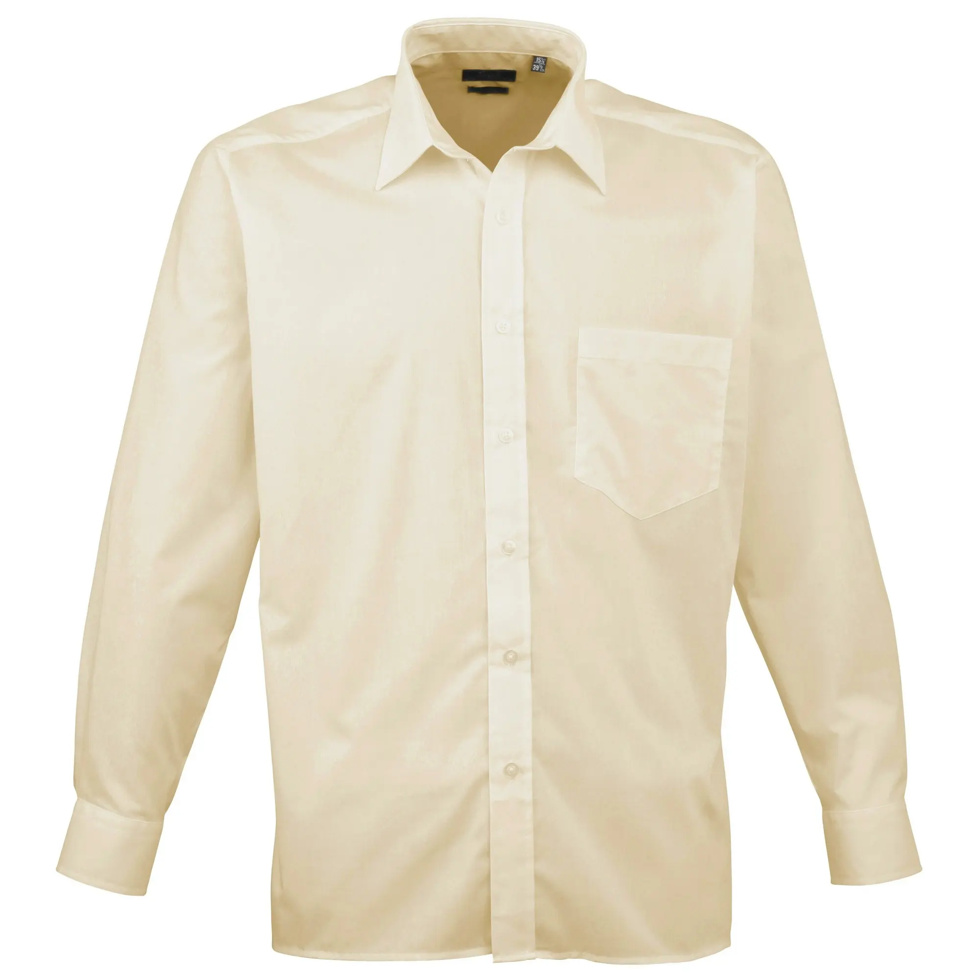 Premier Mens Long Sleeve Formal Plain Work Poplin Shirt