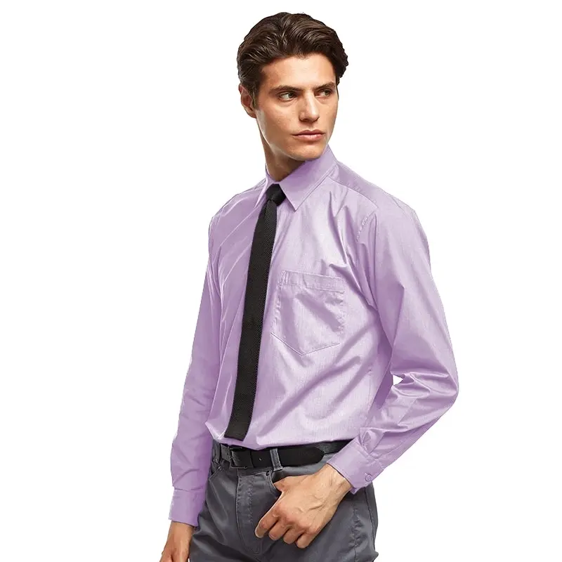 Premier Mens Long Sleeve Formal Plain Work Poplin Shirt