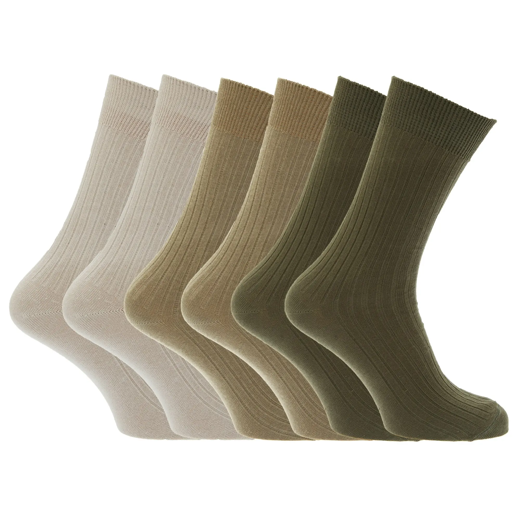 Mens 100% Cotton Ribbed Classic Socks (Pack Of 6)