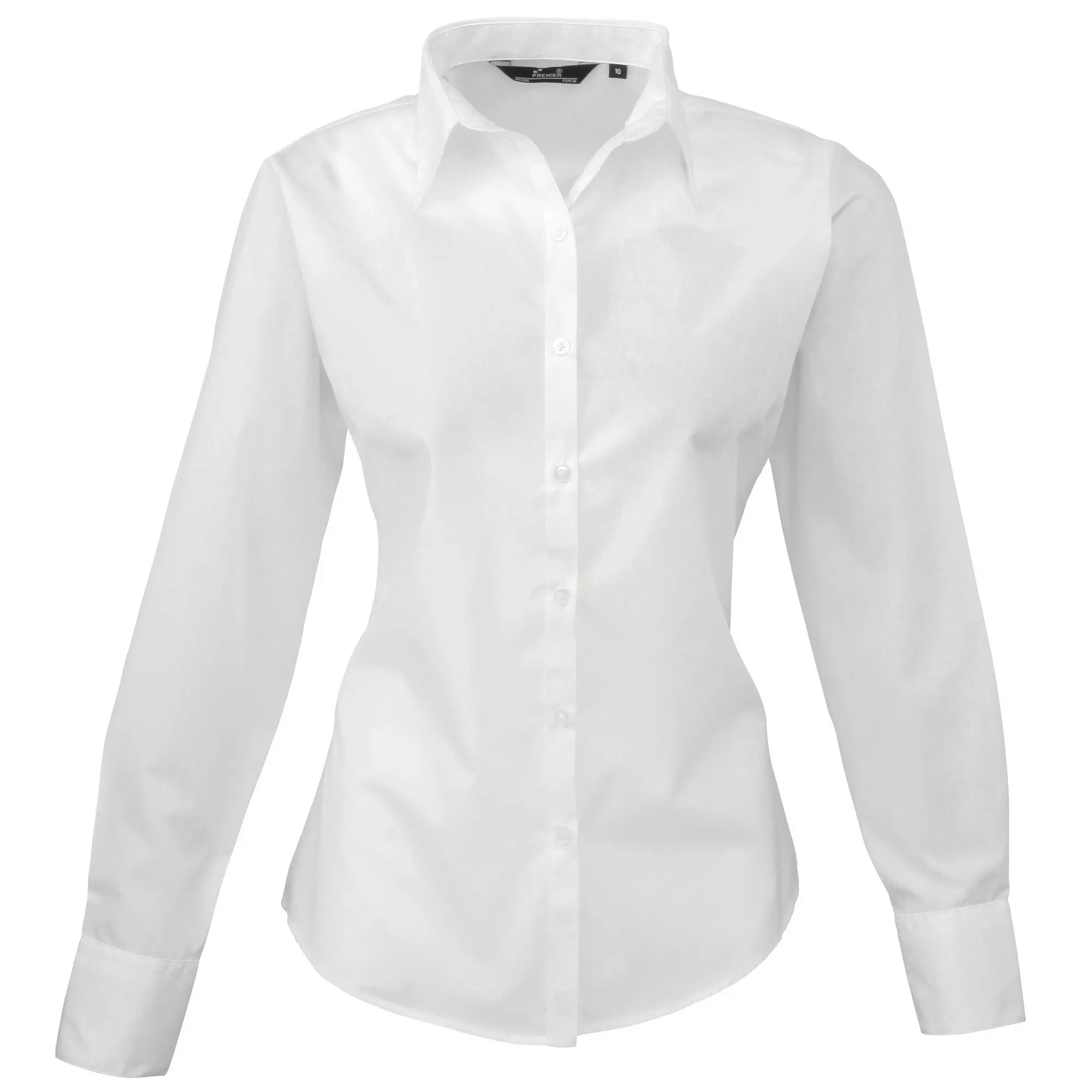 Premier Womens/Ladies Poplin Long Sleeve Blouse / Plain Work Shirt