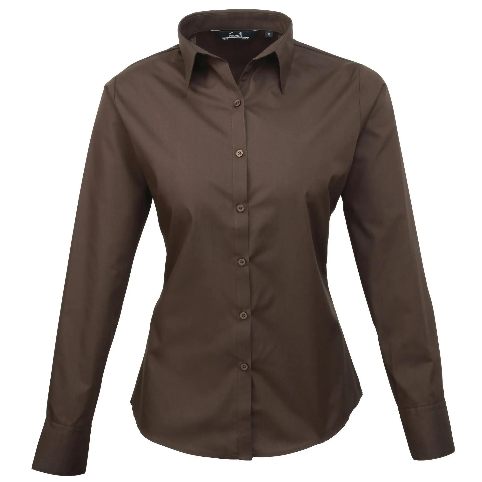 Premier Womens/Ladies Poplin Long Sleeve Blouse / Plain Work Shirt