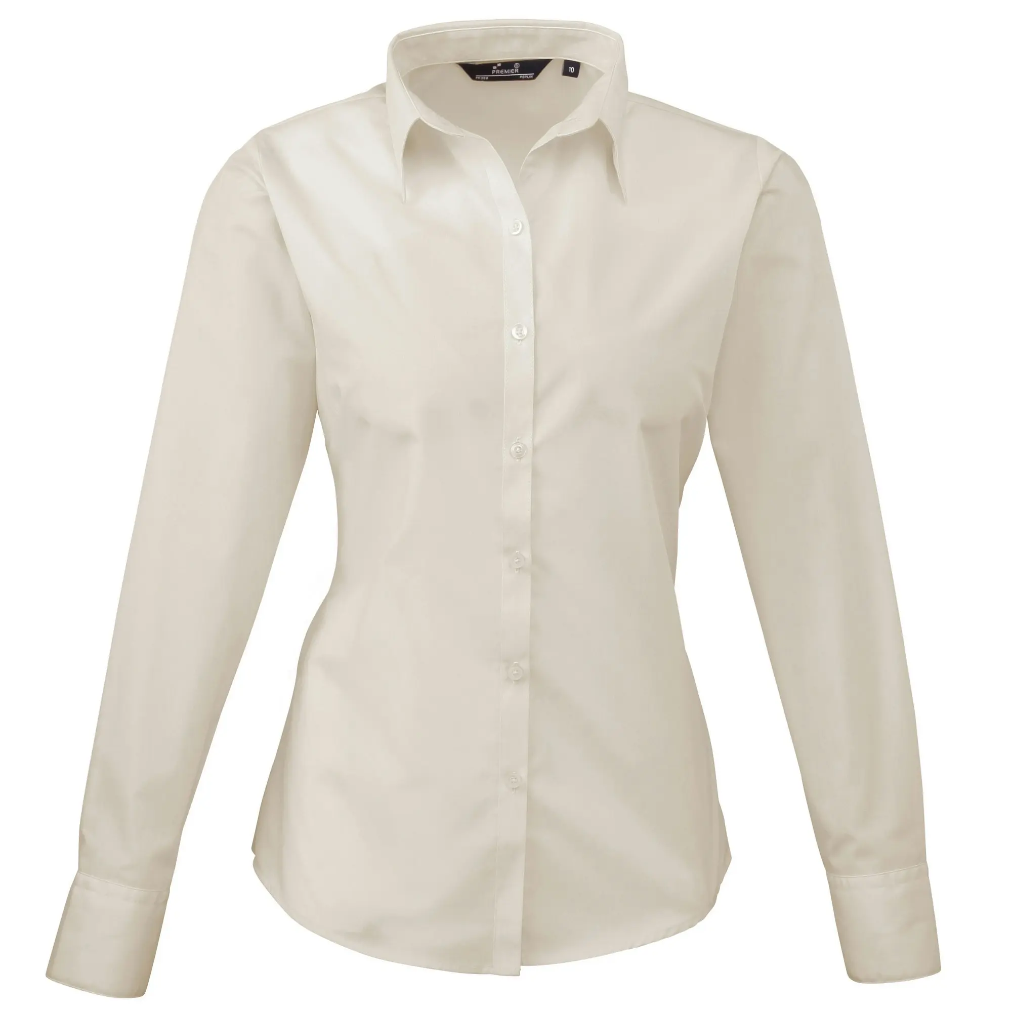 Premier Womens/Ladies Poplin Long Sleeve Blouse / Plain Work Shirt