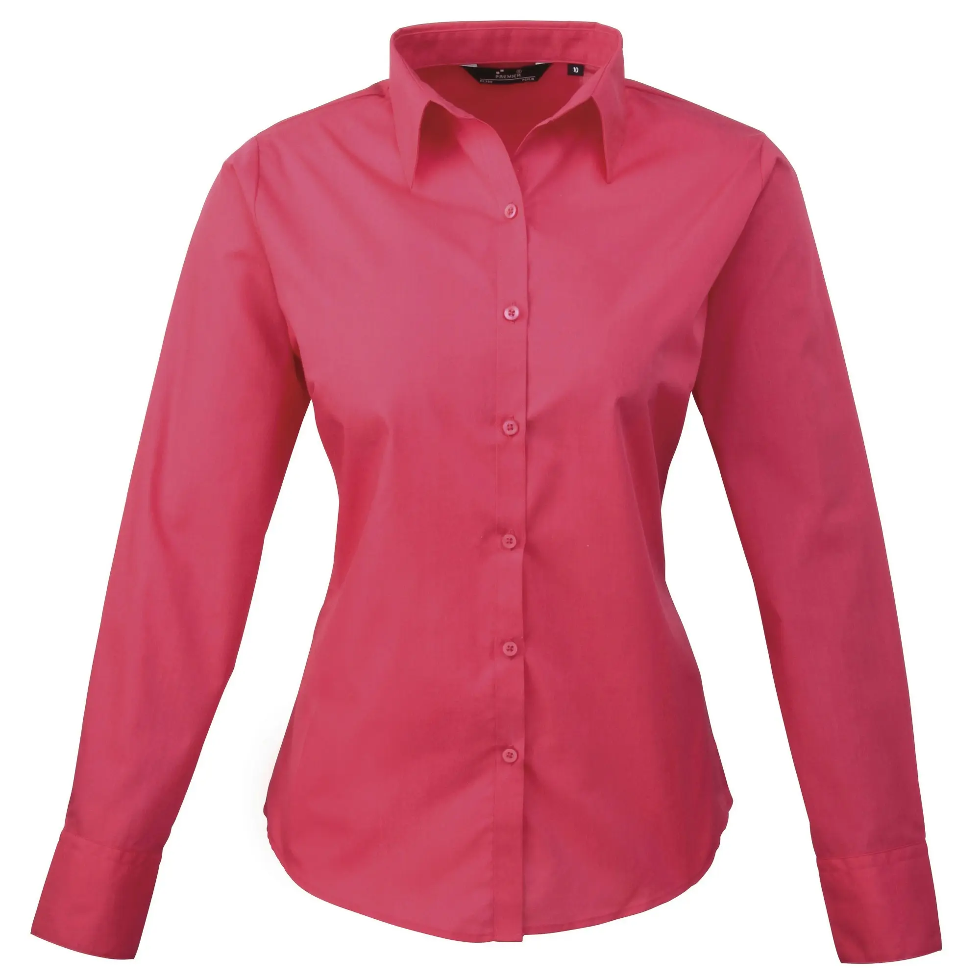 Premier Womens/Ladies Poplin Long Sleeve Blouse / Plain Work Shirt