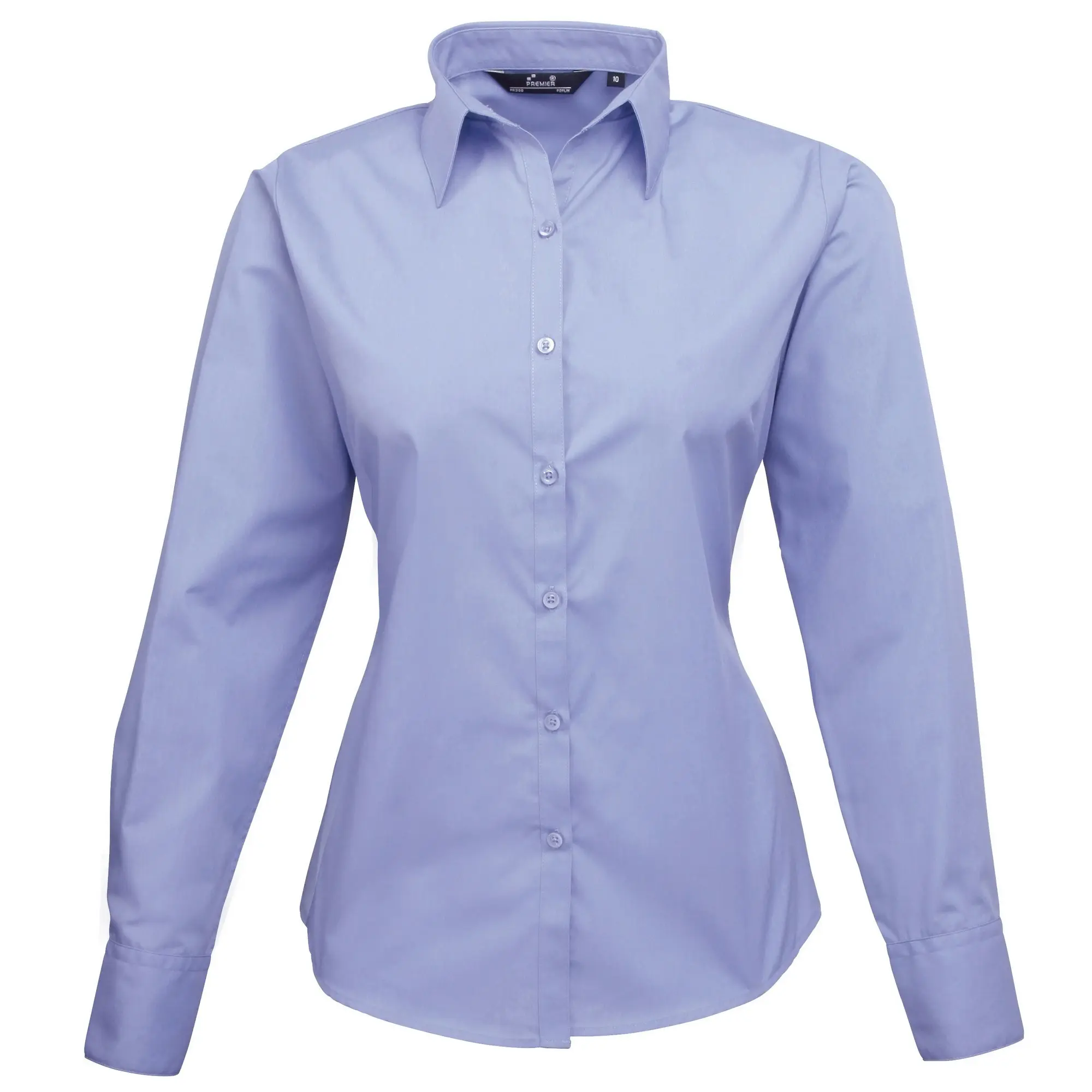 Premier Womens/Ladies Poplin Long Sleeve Blouse / Plain Work Shirt