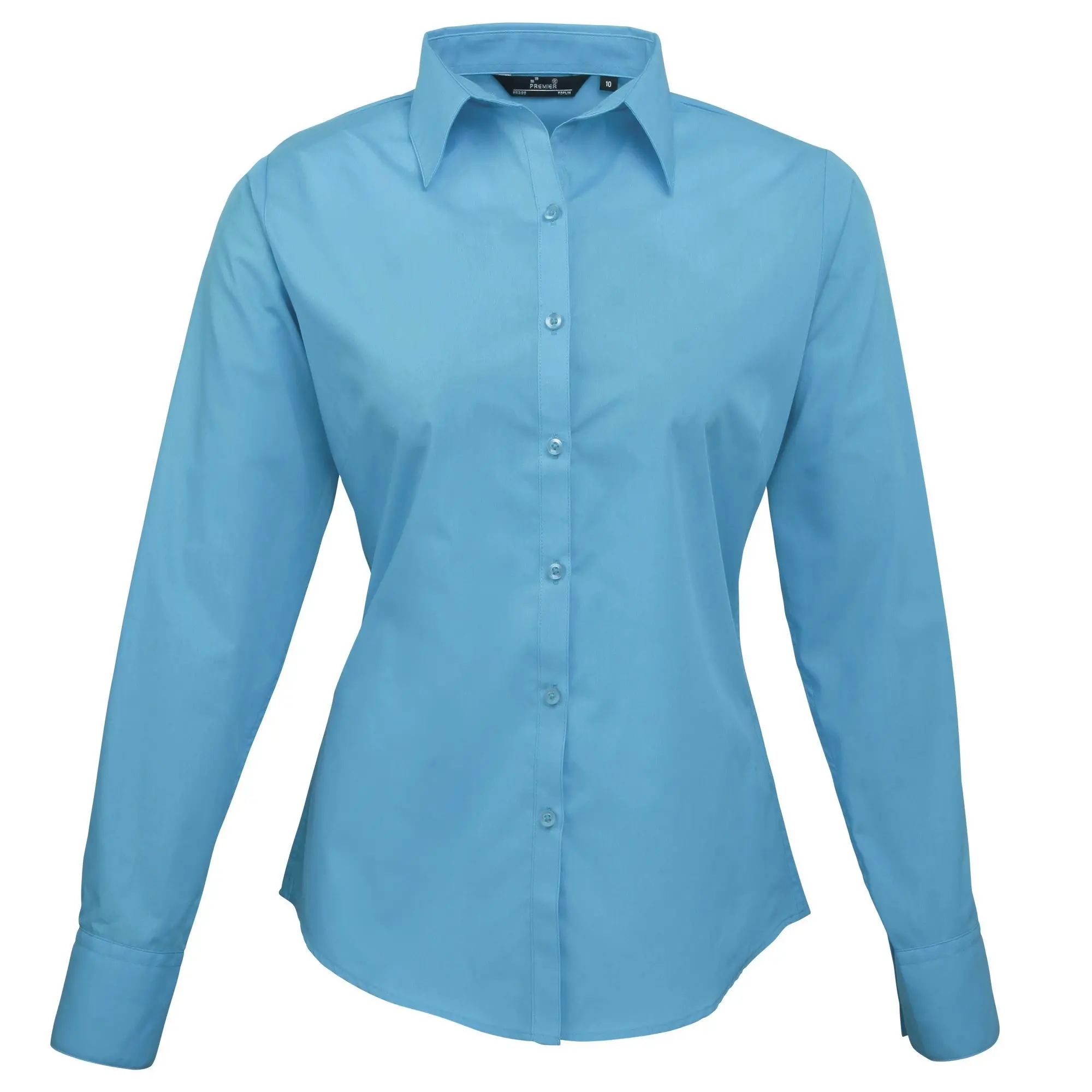 Premier Womens/Ladies Poplin Long Sleeve Blouse / Plain Work Shirt