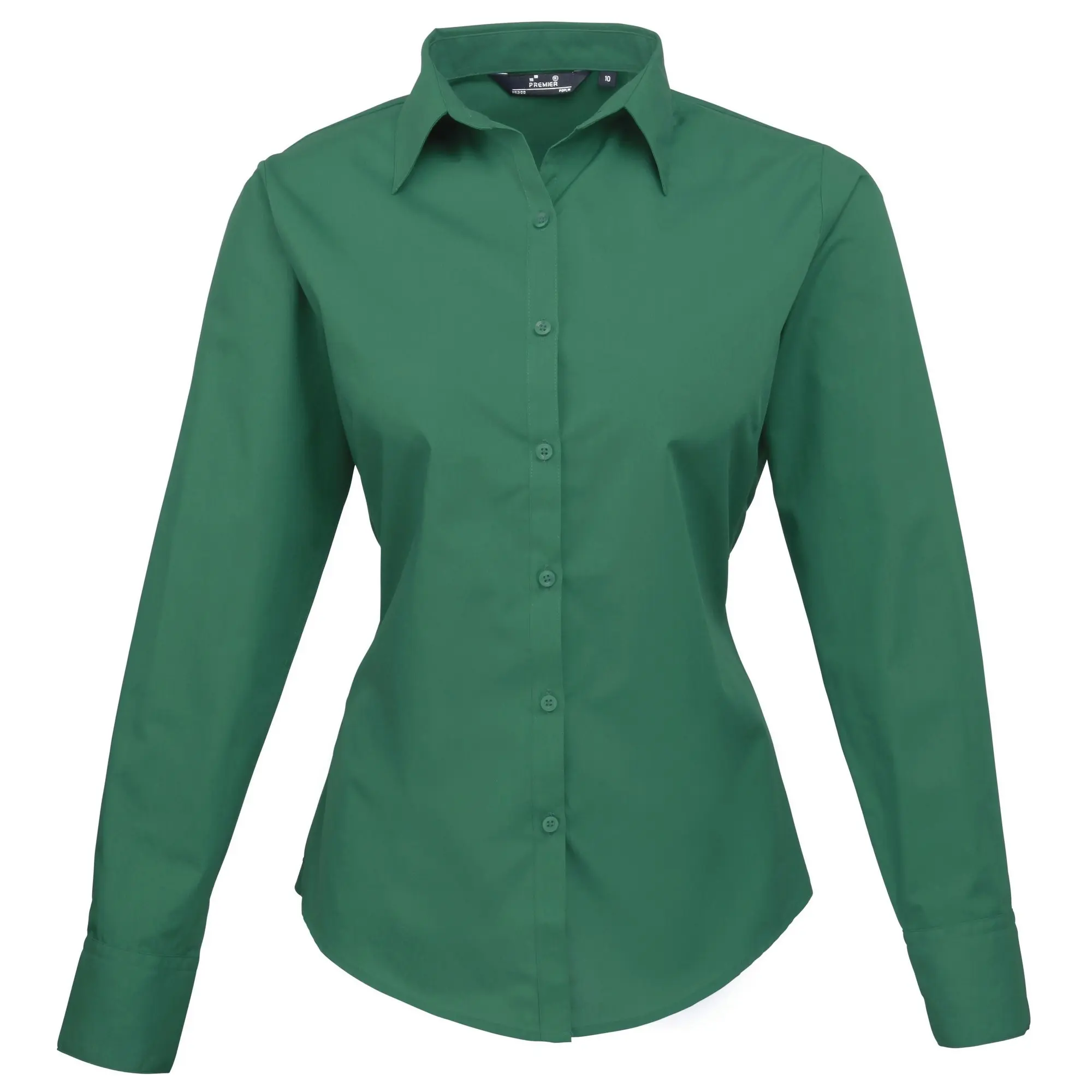 Premier Womens/Ladies Poplin Long Sleeve Blouse / Plain Work Shirt