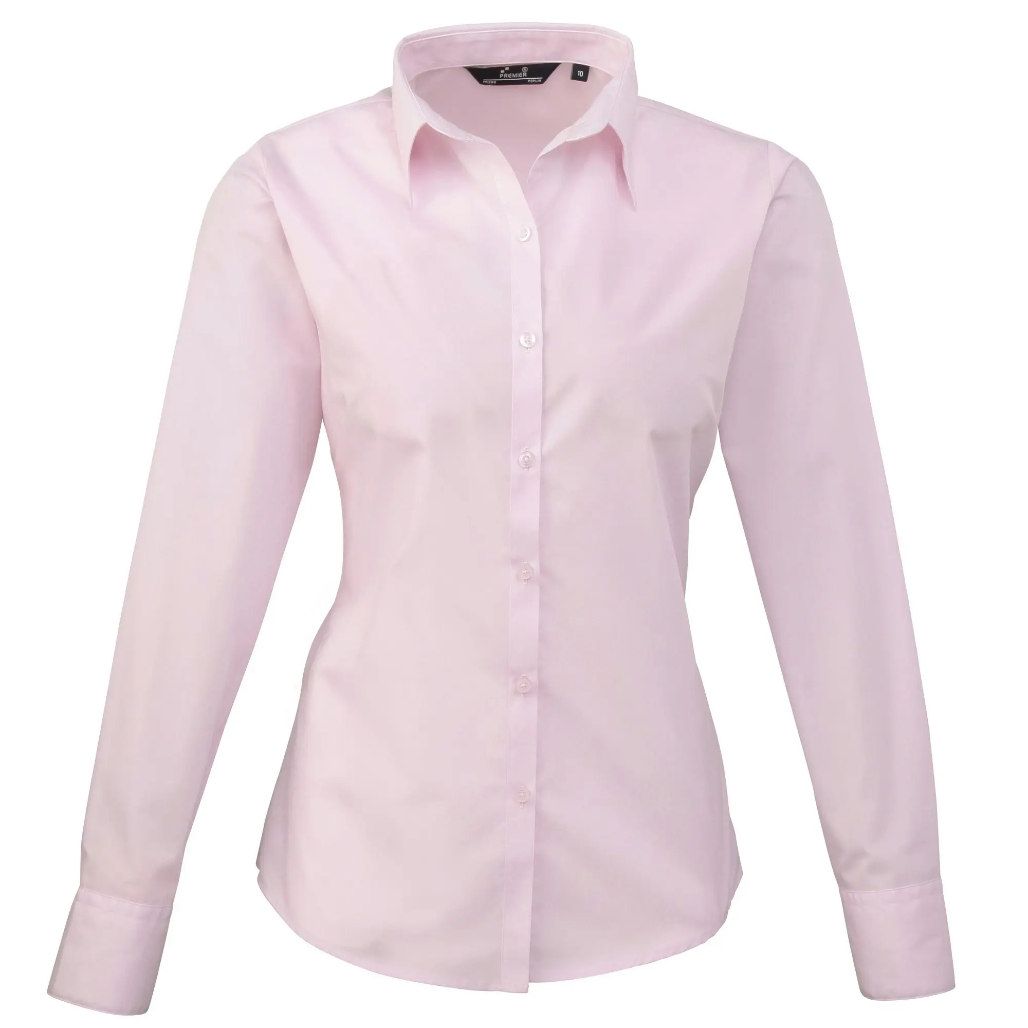 Premier Womens/Ladies Poplin Long Sleeve Blouse / Plain Work Shirt