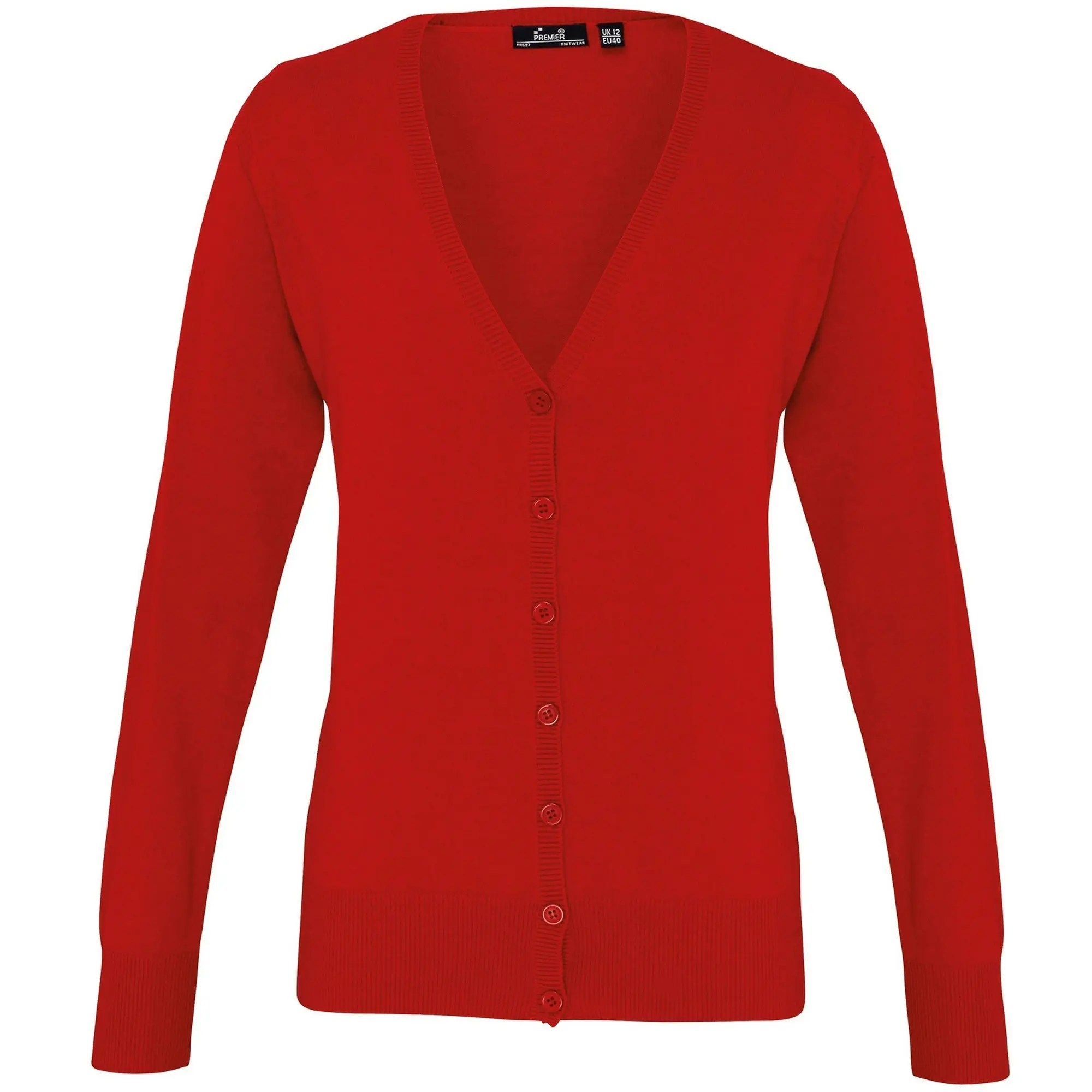 Premier Womens/Ladies Button Through Long Sleeve V-neck Knitted Cardigan