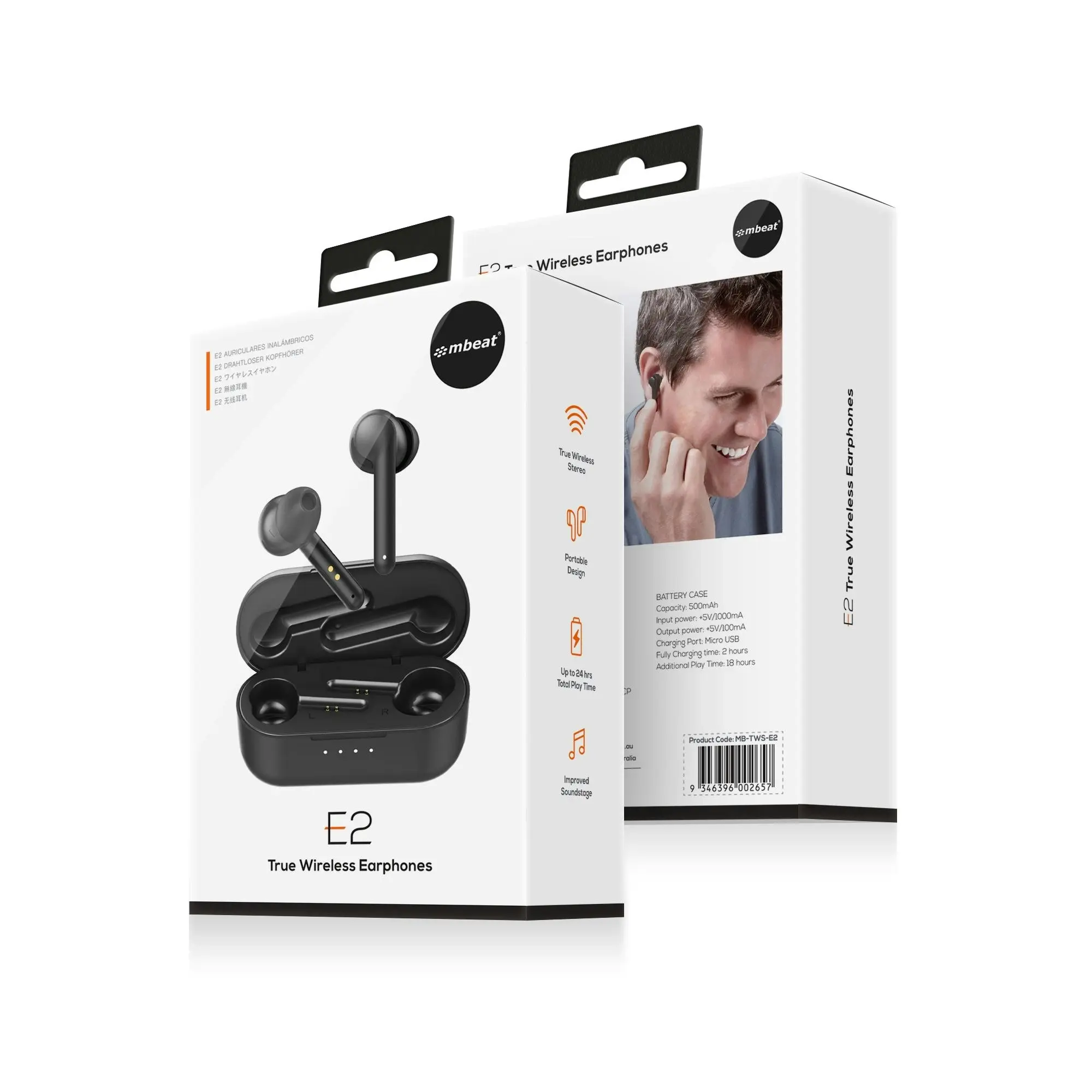 mBeat E2 True Wireless Earbuds - Black