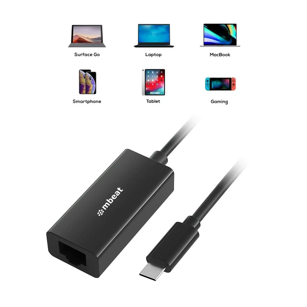 mBeat Usb-c Gigabit Ethernet Adapter - Black