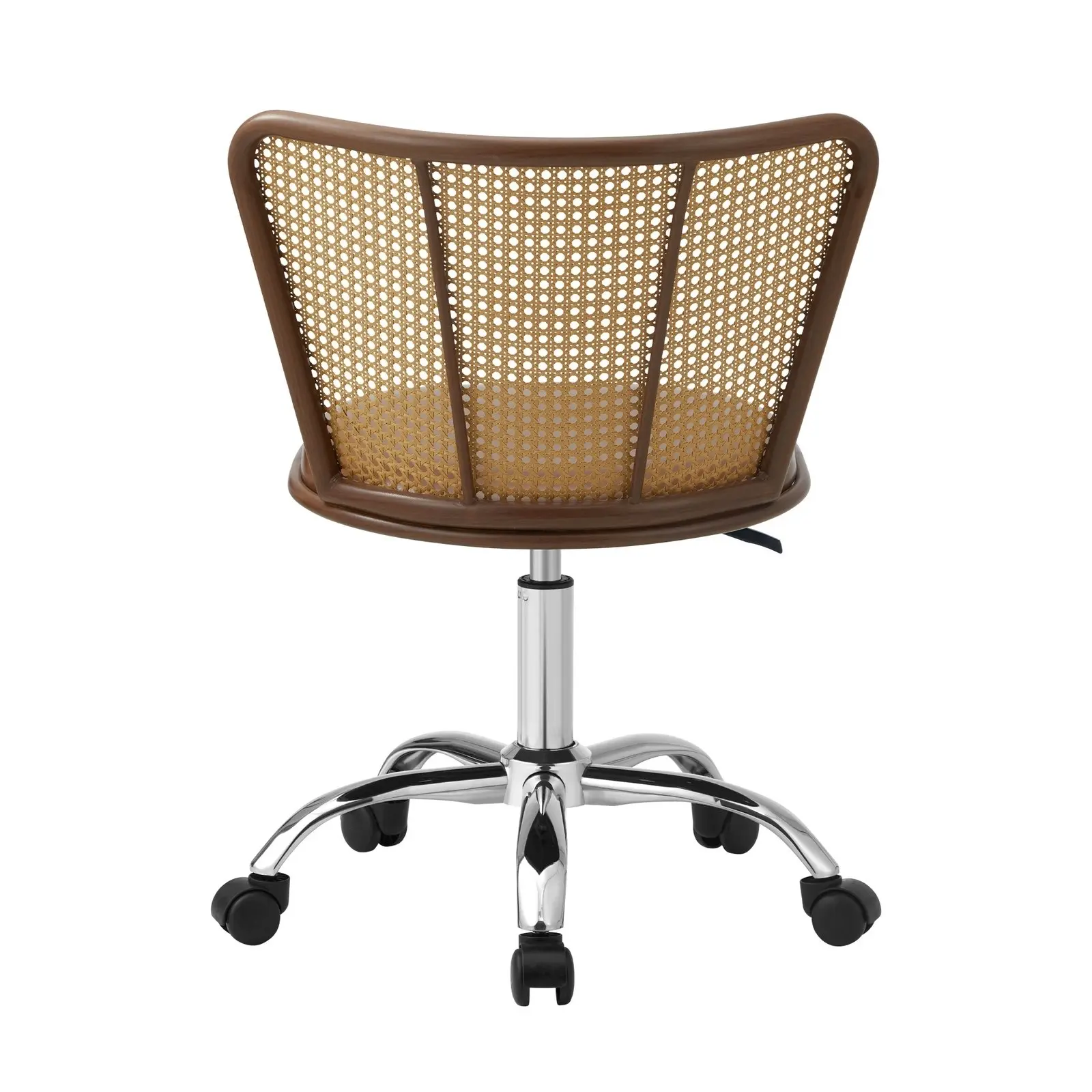 Oikiture Office Chair Executive Rattan Computer Chairs PU Leather Seat Brown