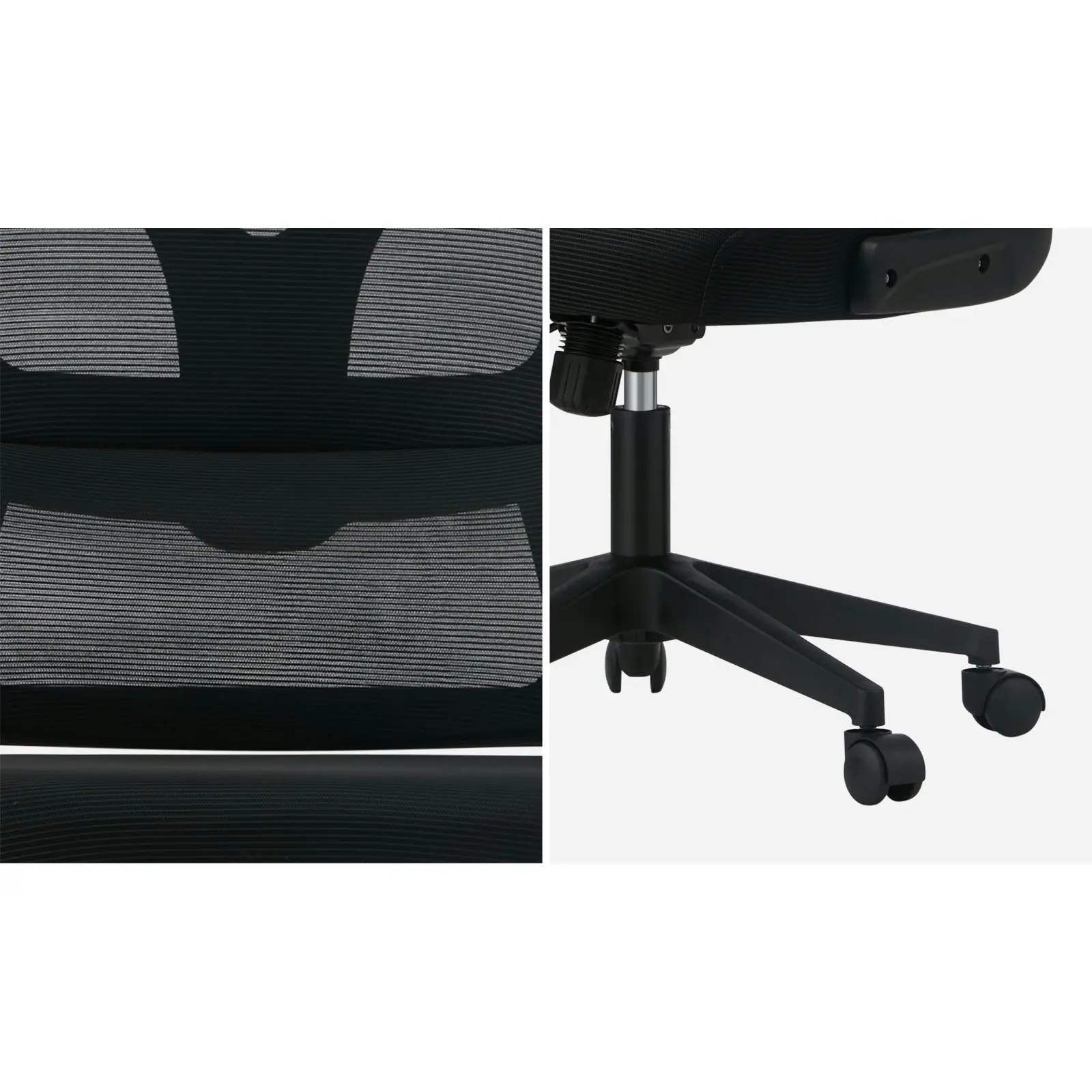 Oikiture Mesh Office Chair Adjustable Lumbar Support Reclining D-Shape Black