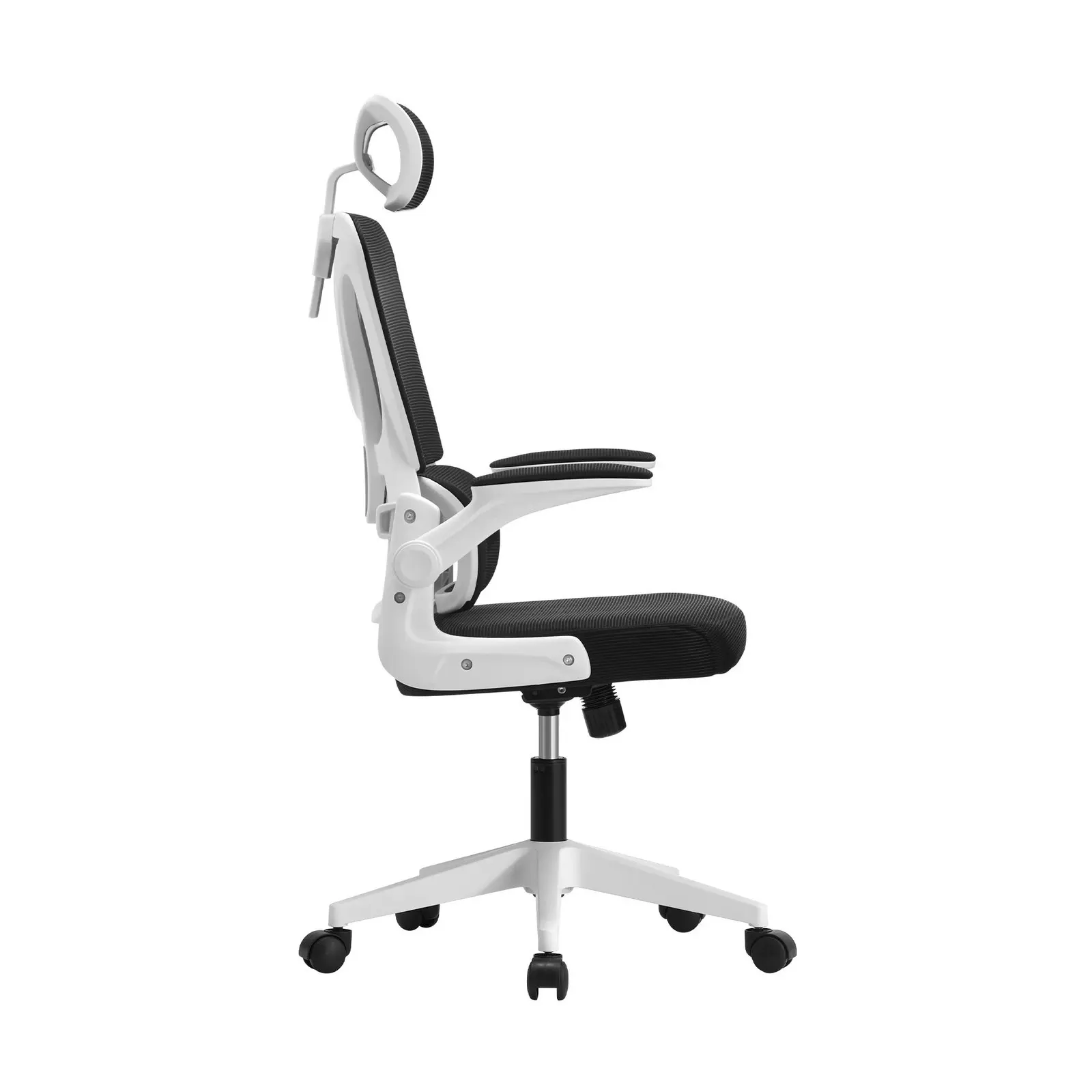 Oikiture Mesh Office Chair Adjustable Lumbar Support Reclining D-Shape White&Black