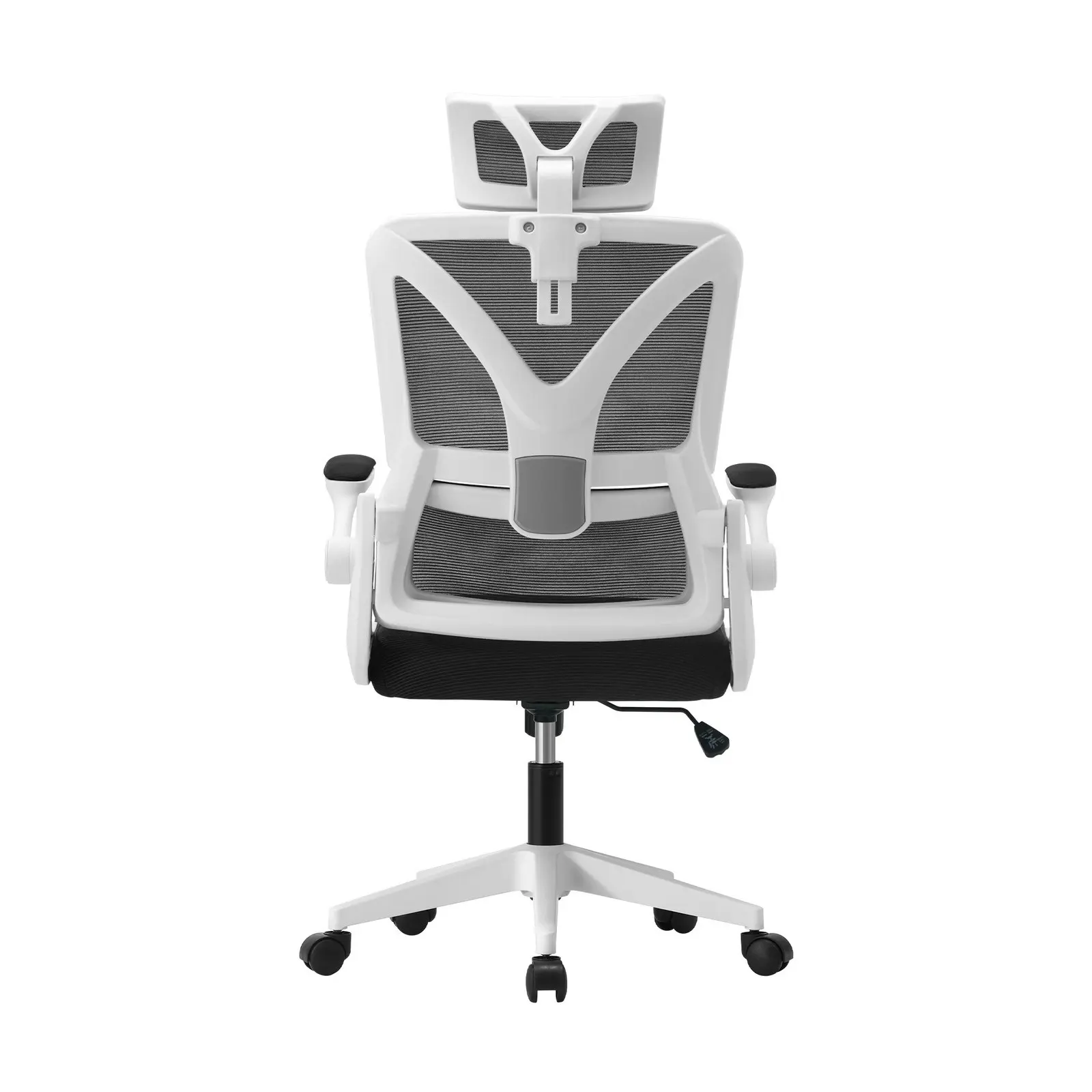 Oikiture Mesh Office Chair Adjustable Lumbar Support Reclining D-Shape White&Black