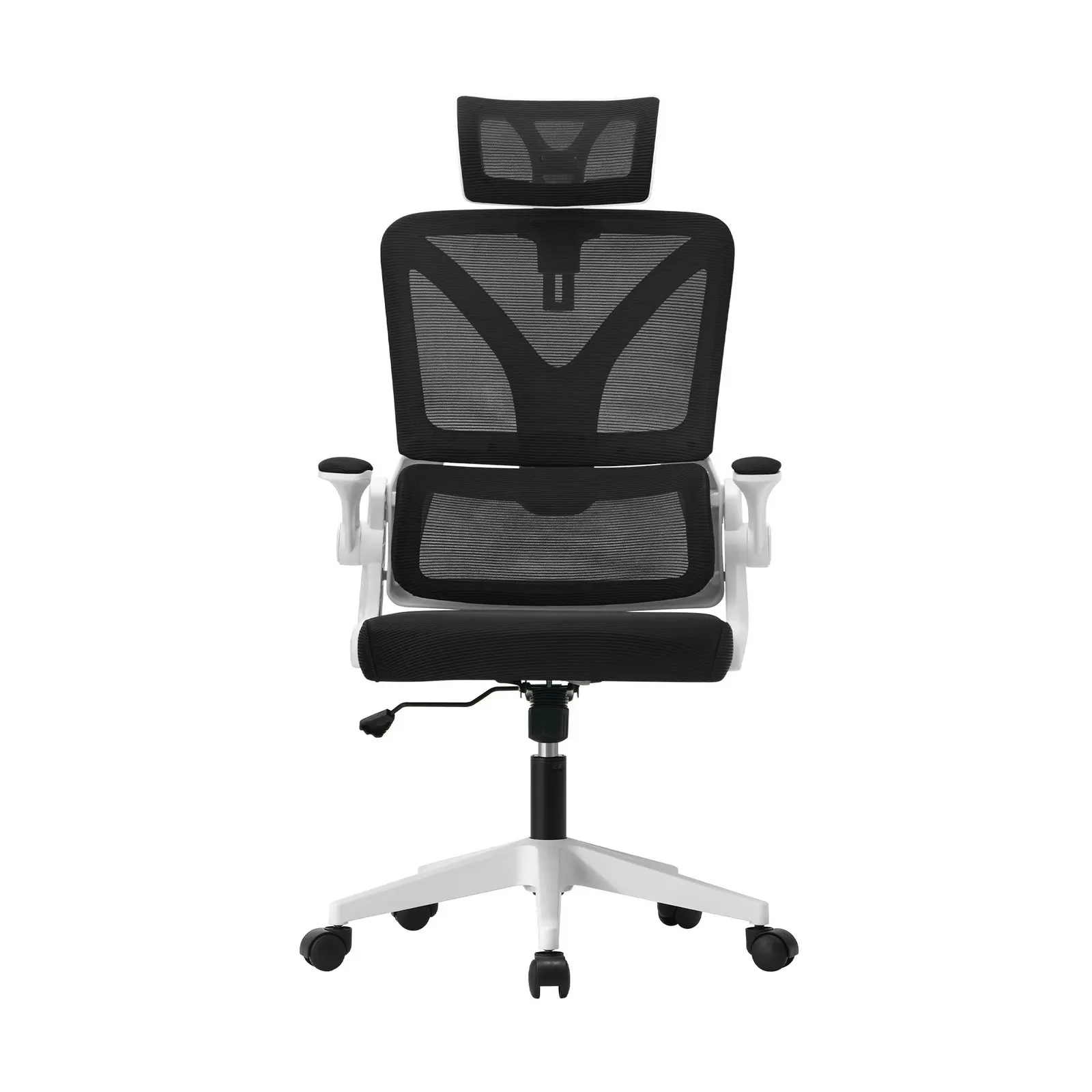 Oikiture Mesh Office Chair Adjustable Lumbar Support Reclining D-Shape White&Black