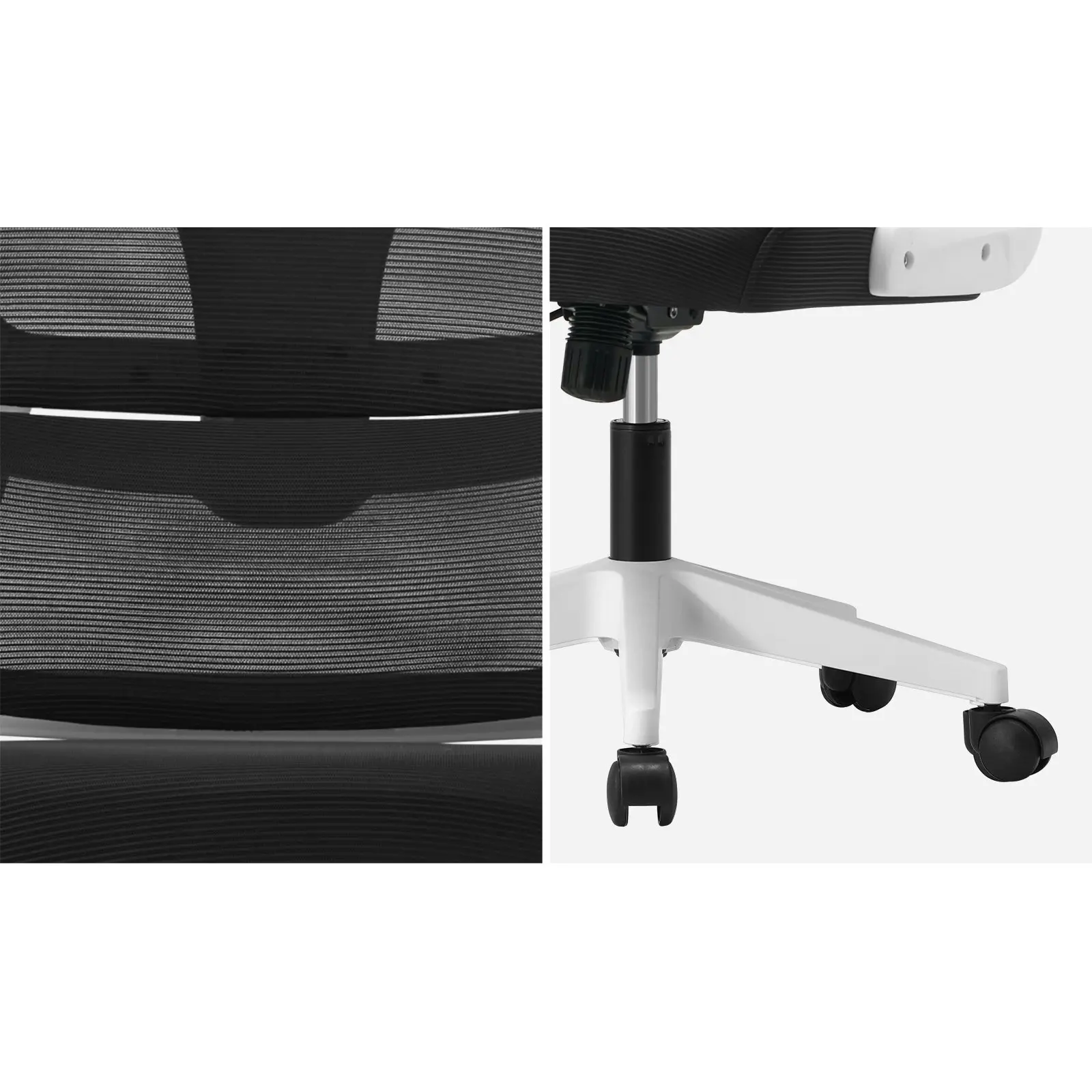 Oikiture Mesh Office Chair Adjustable Lumbar Support Reclining D-Shape White&Black