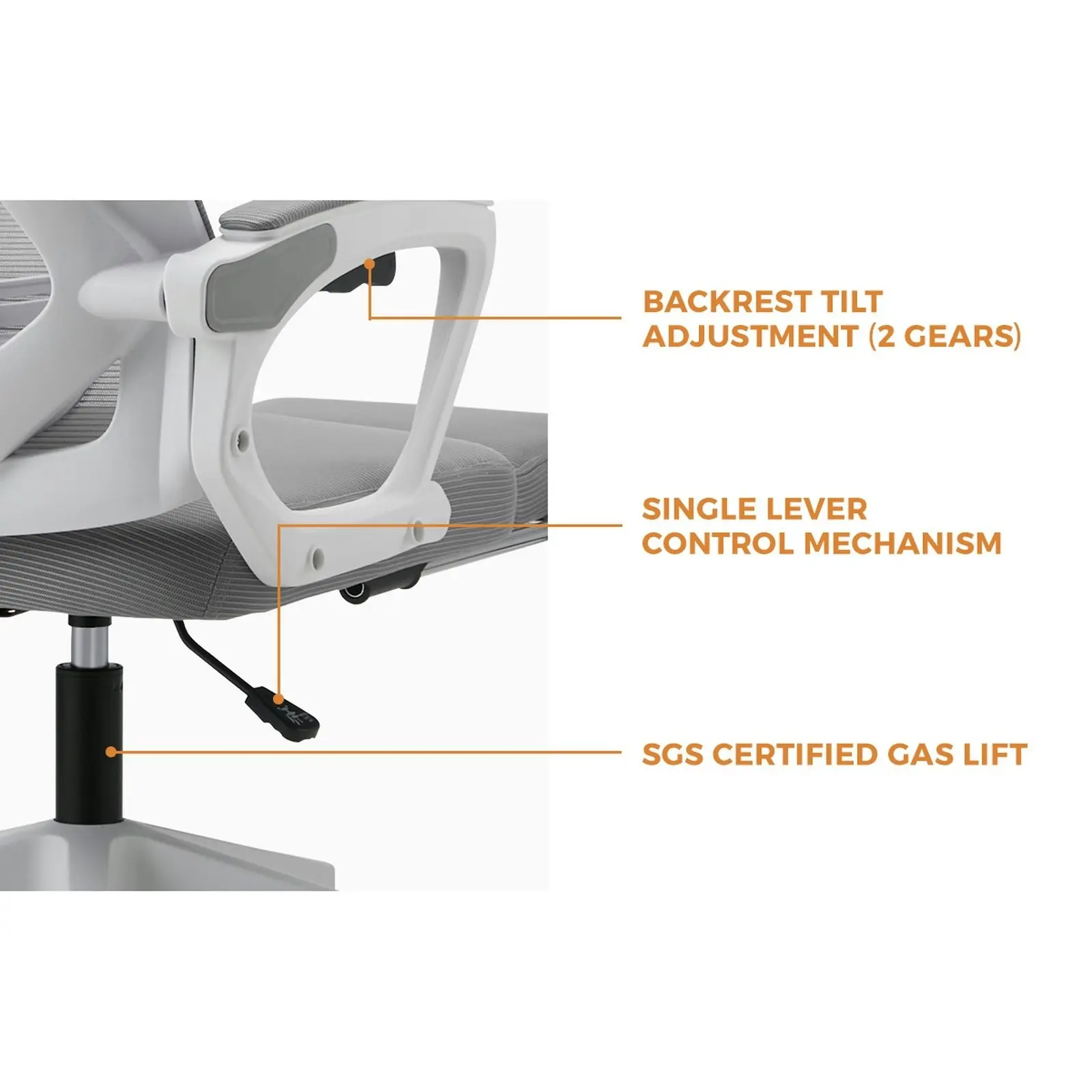 Oikiture Mesh Office Chair Adjustable Lumbar Support Reclining Footrest White