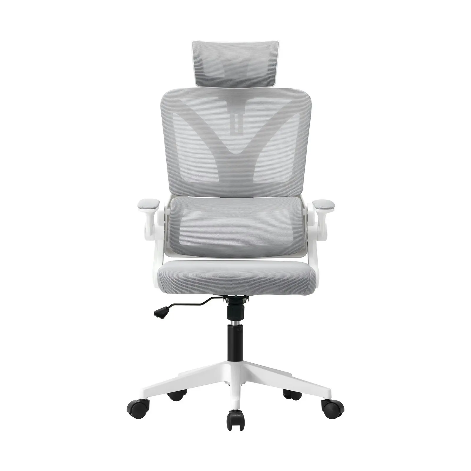 Oikiture Mesh Office Chair Adjustable Lumbar Support Reclining D-Shape White